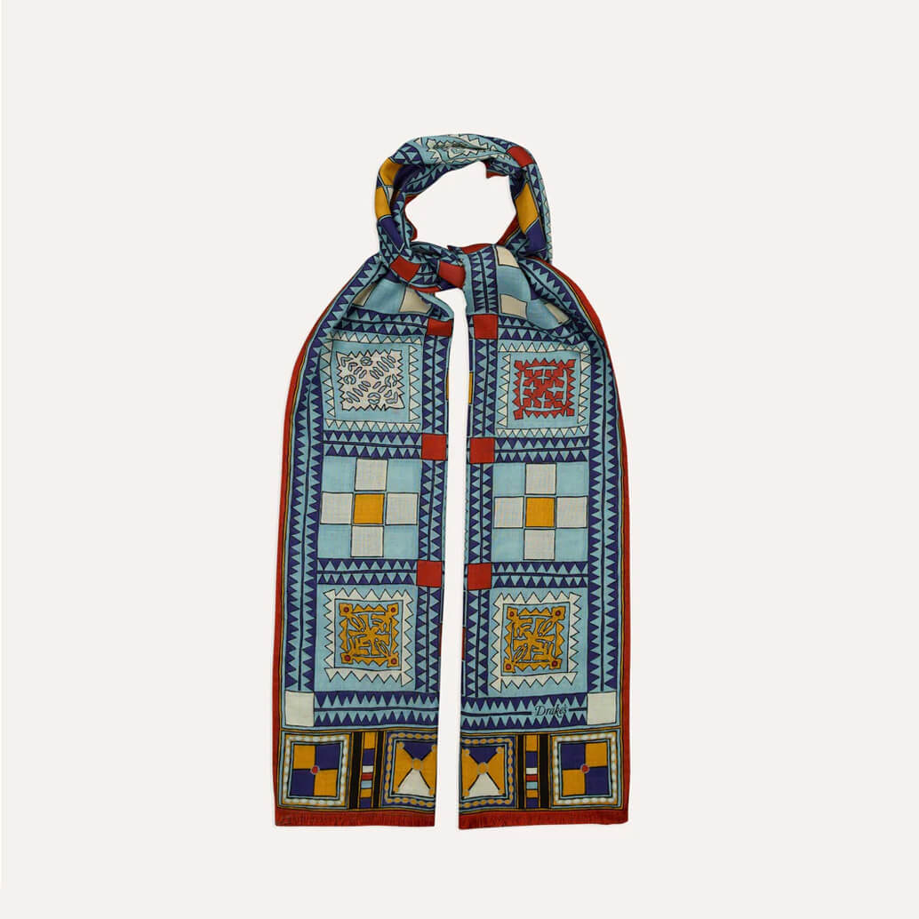 Geometric Print Scarf Blue