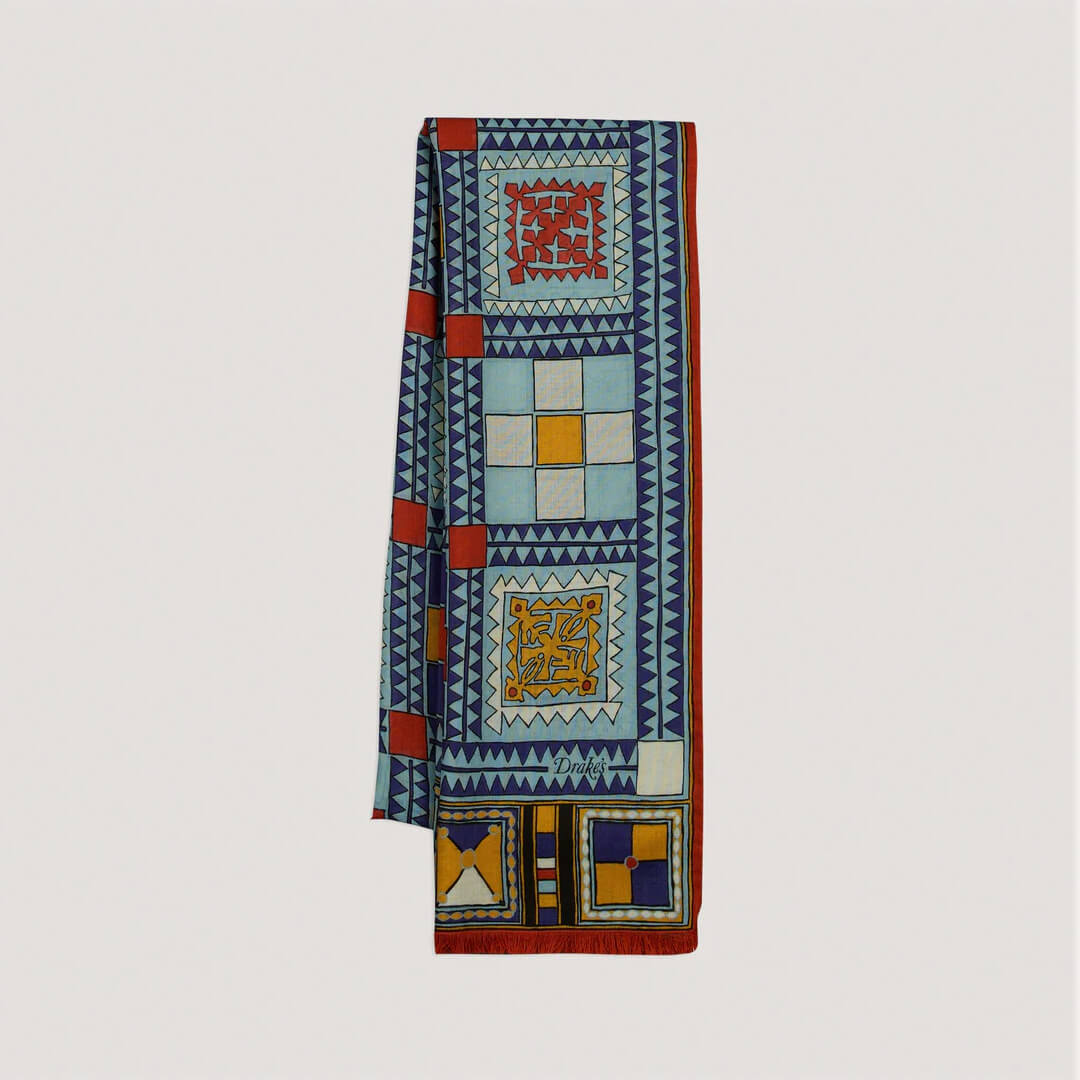 Geometric Print Scarf Blue