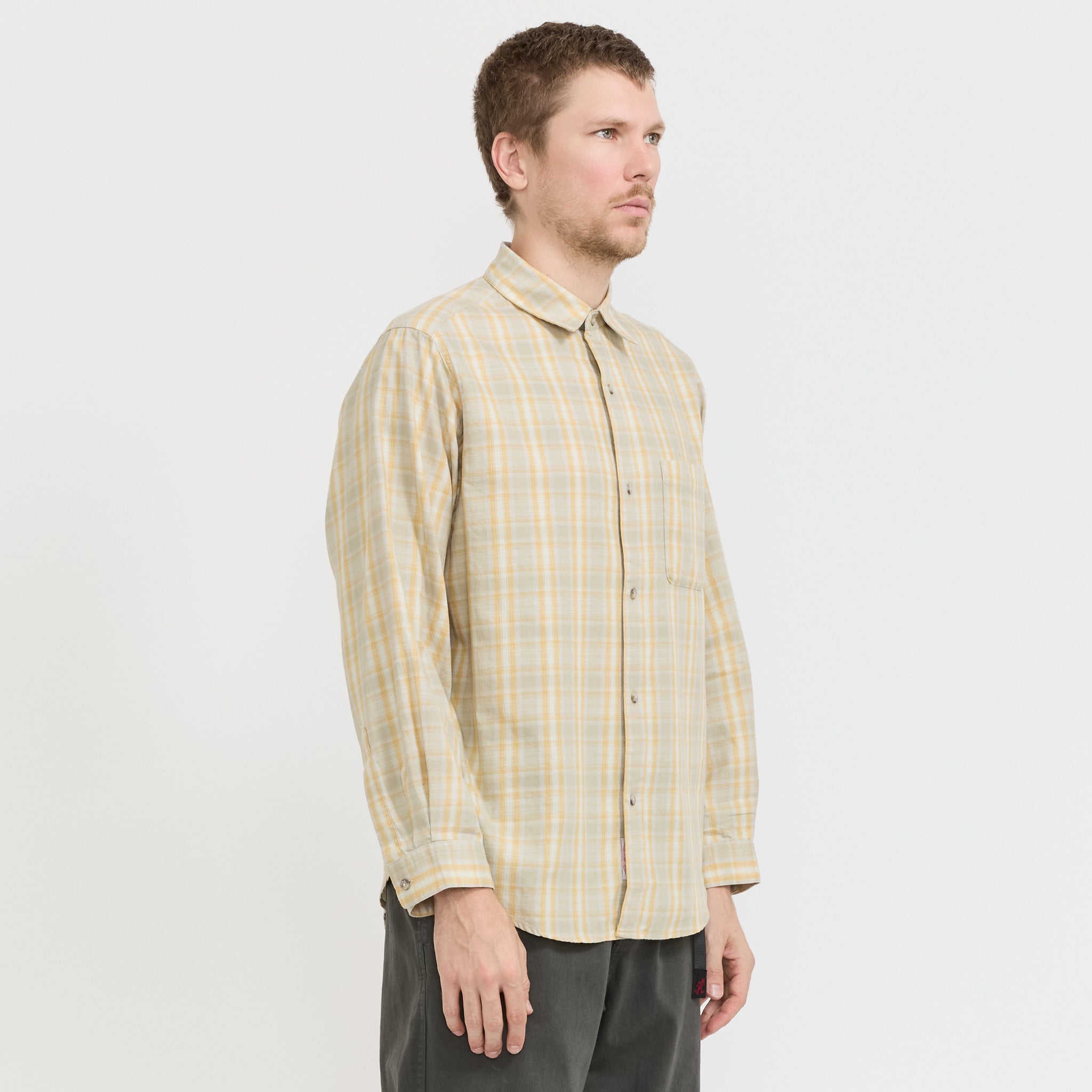 Gramicci | Checkered Ombre Shirt Mustard | Maplestore
