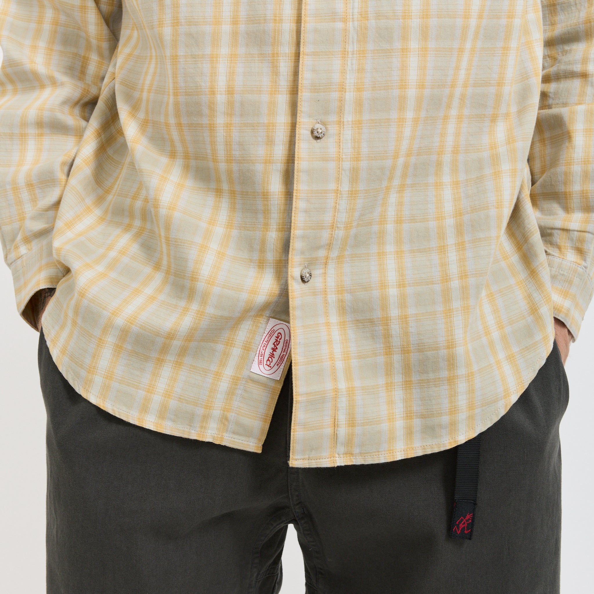 Gramicci | Checkered Ombre Shirt Mustard | Maplestore