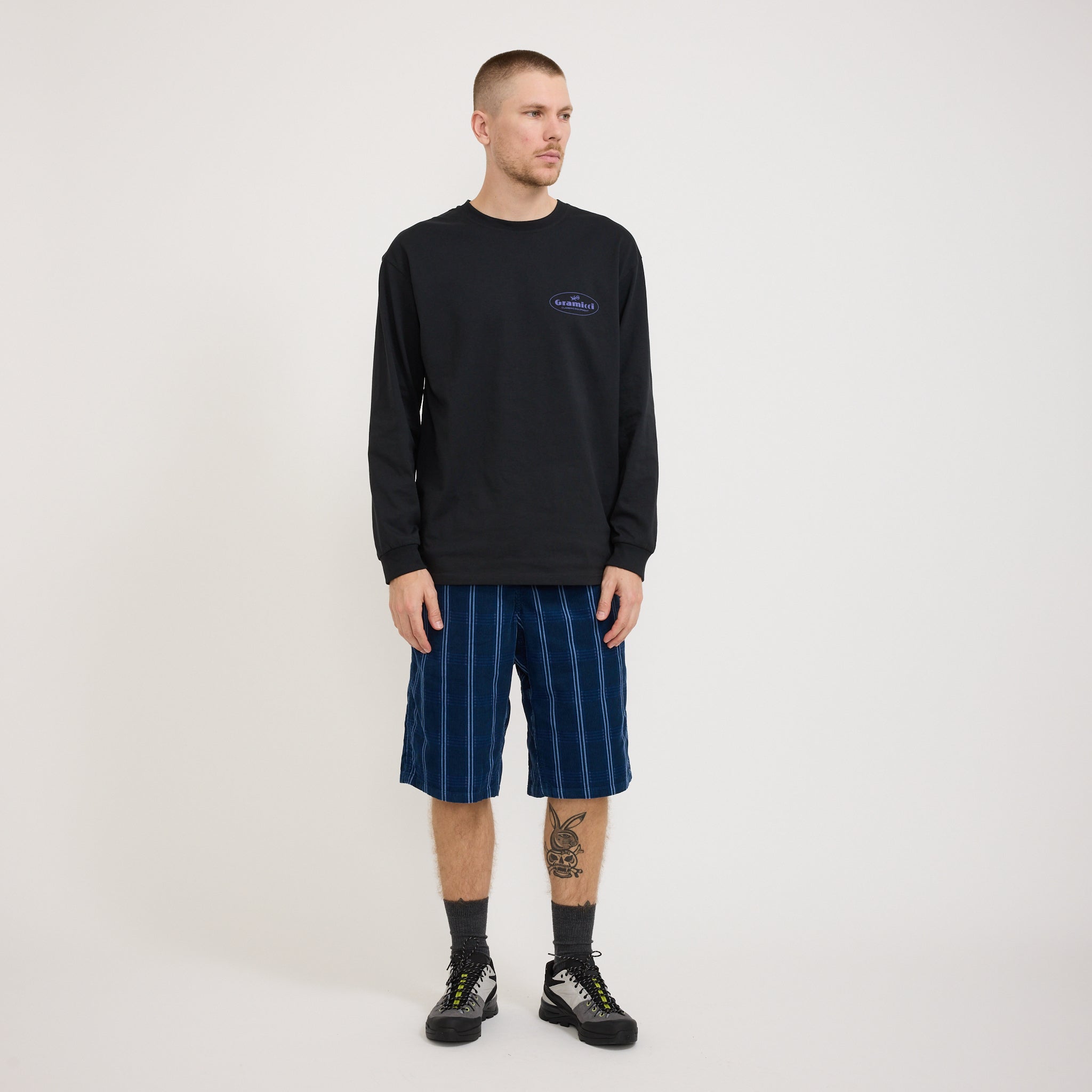 Gramicci Corduroy Swell Short Navy Check | Maplestore