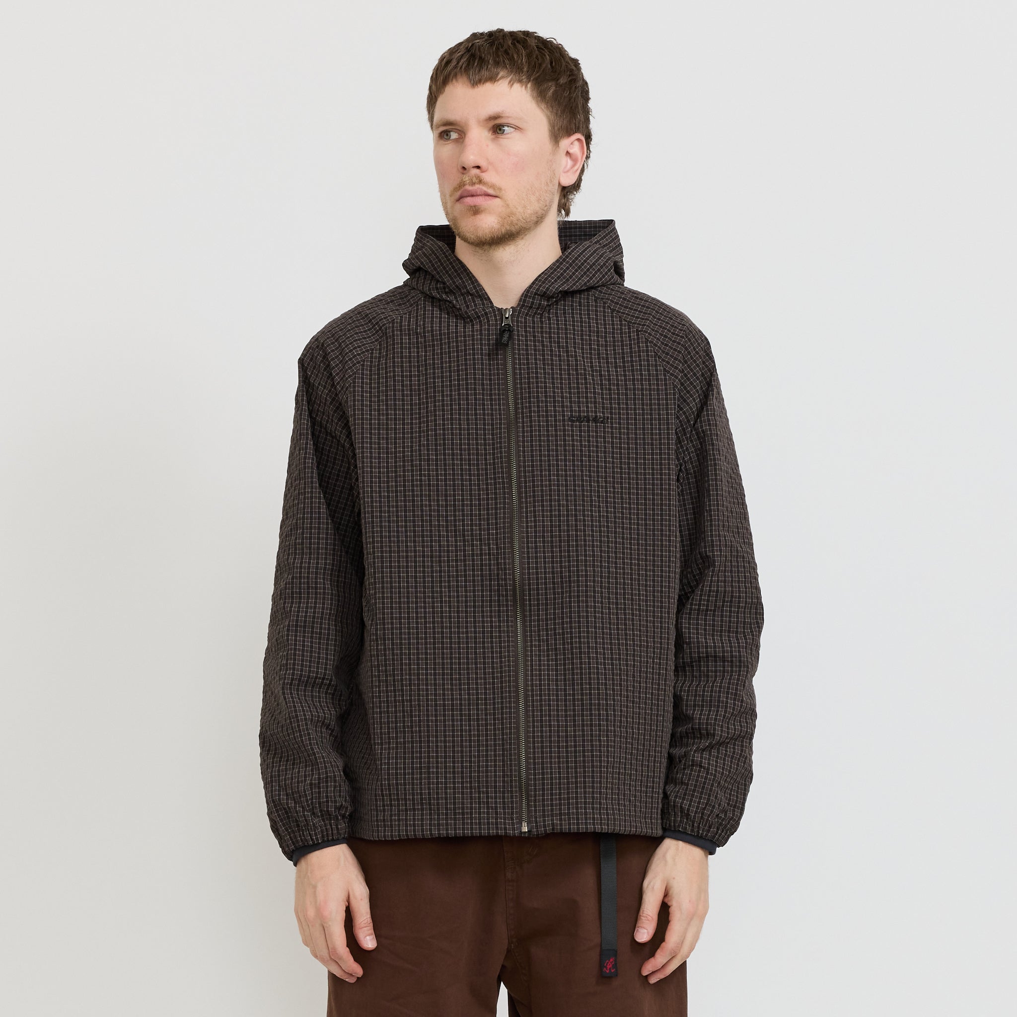 Northside Plaid Hooded Jacket Deep Brown