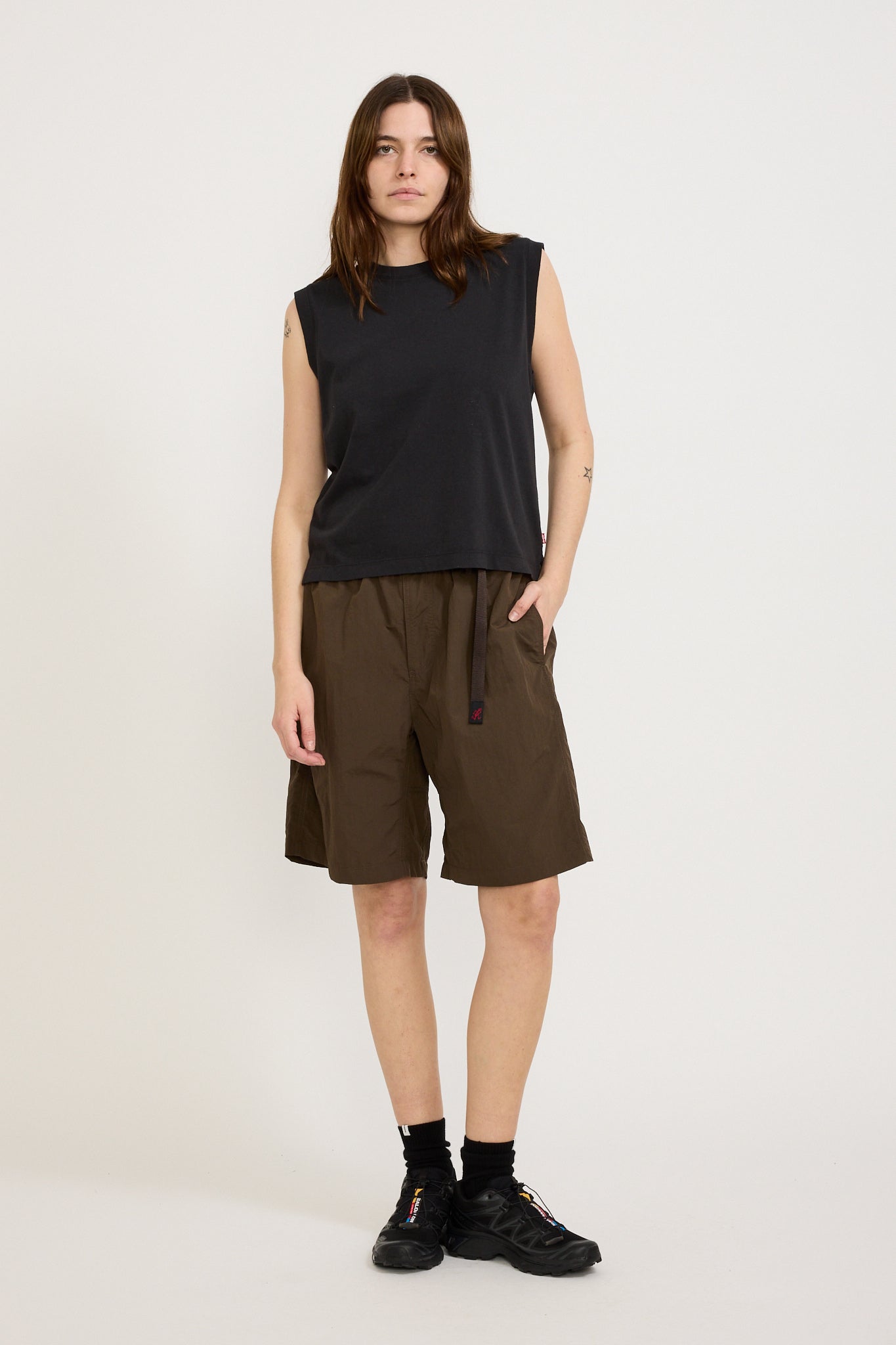 Women's Nylon Loose Short Deep Brown