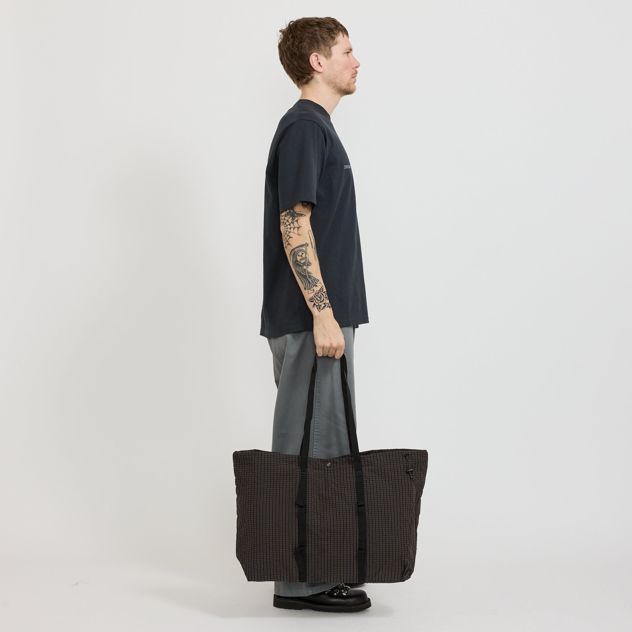 Plaid Climbing Tote Deep Brown