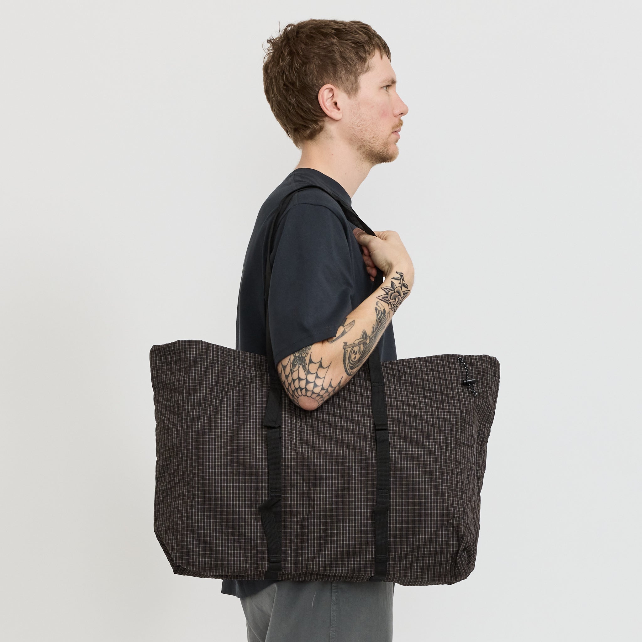 Plaid Climbing Tote Deep Brown