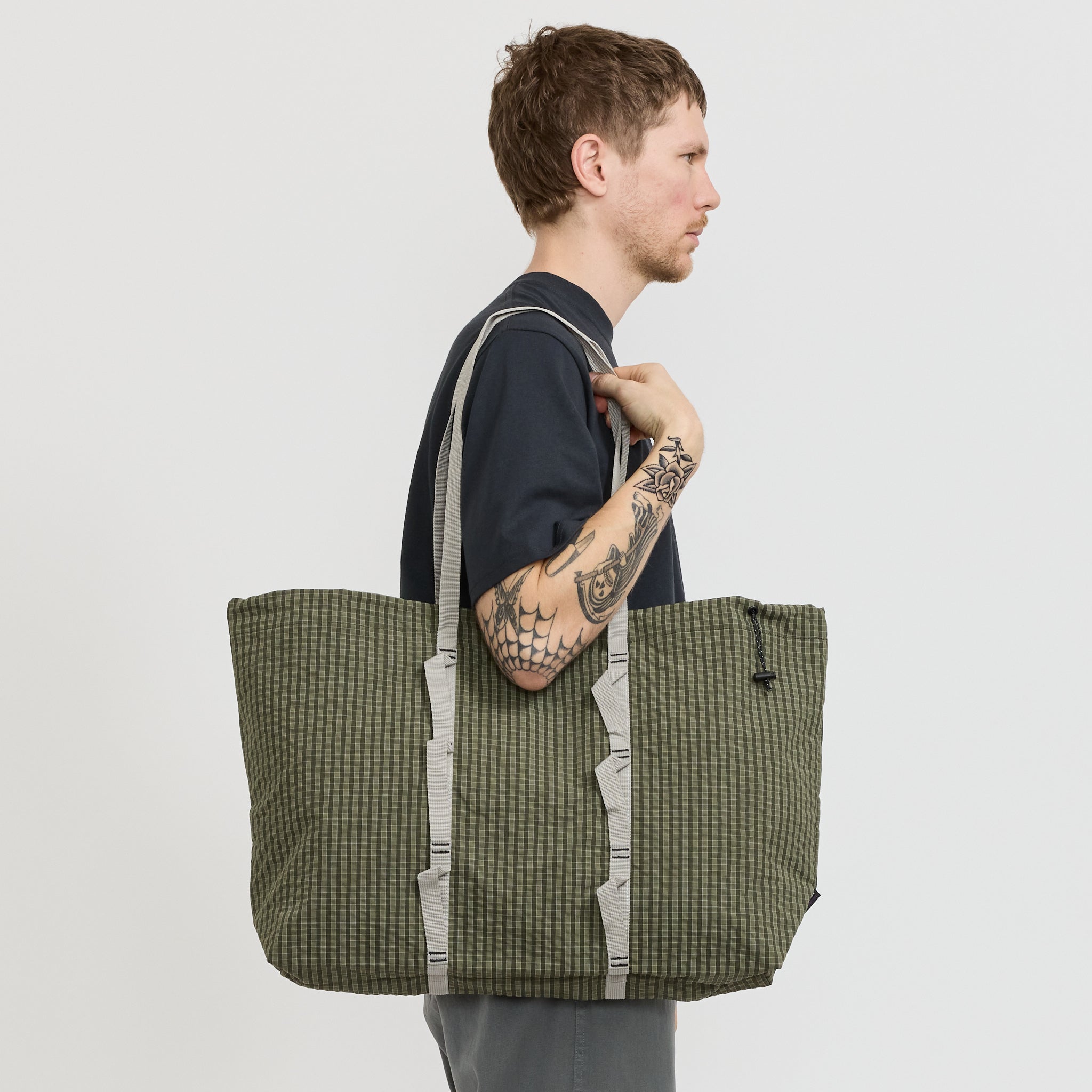 Plaid Climbing Tote Olive