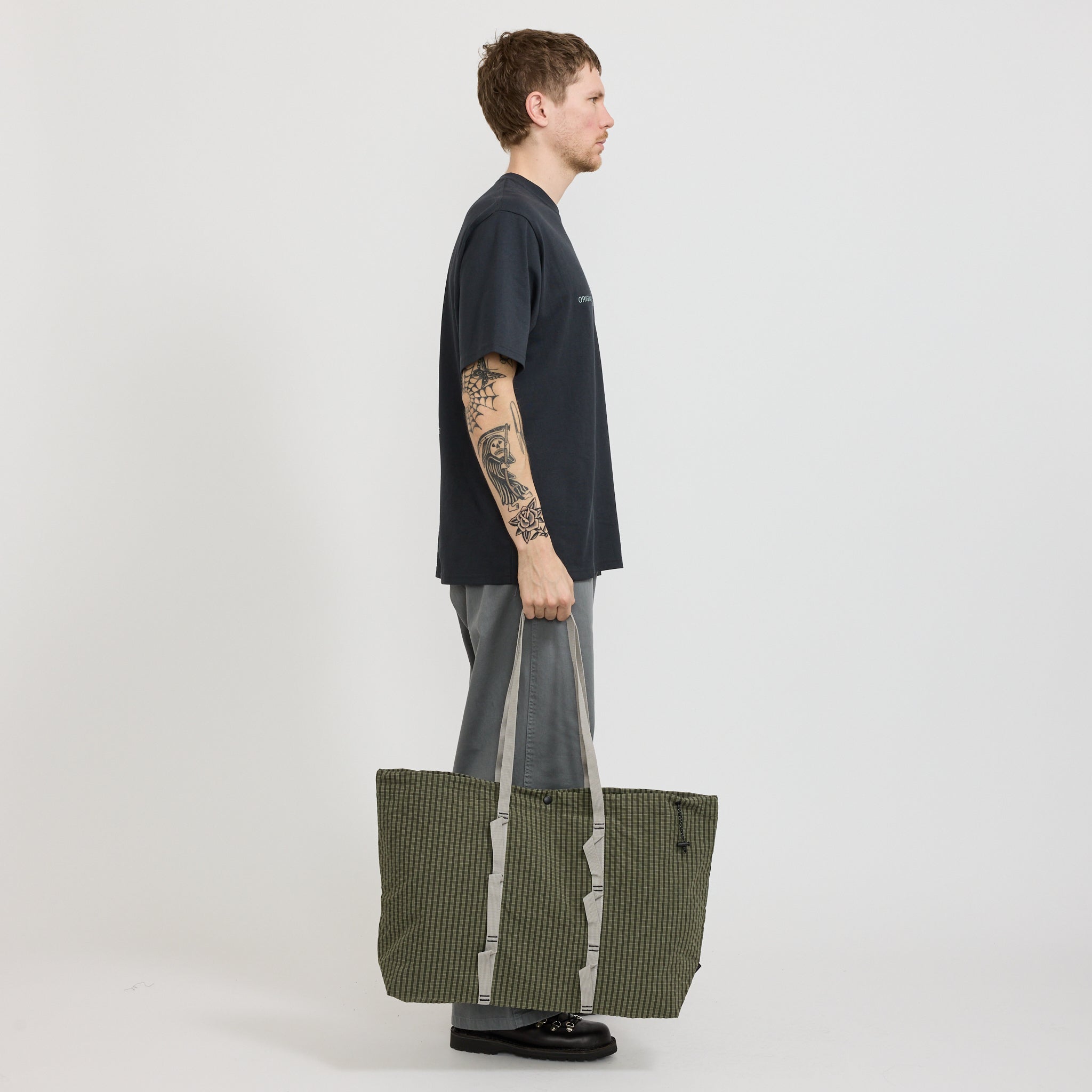 Plaid Climbing Tote Olive