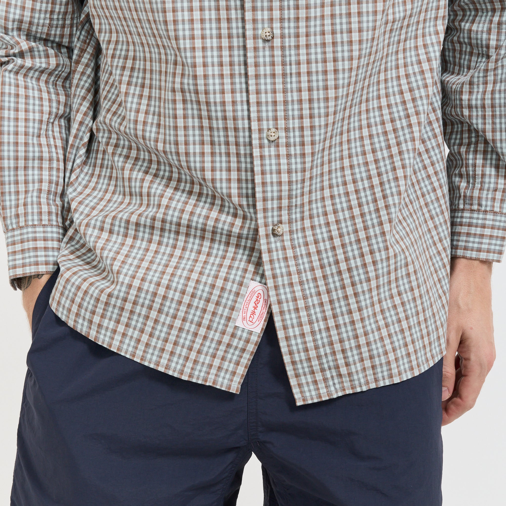 Gramicci | Poplin Millwood Shirt Brown | Maplestore