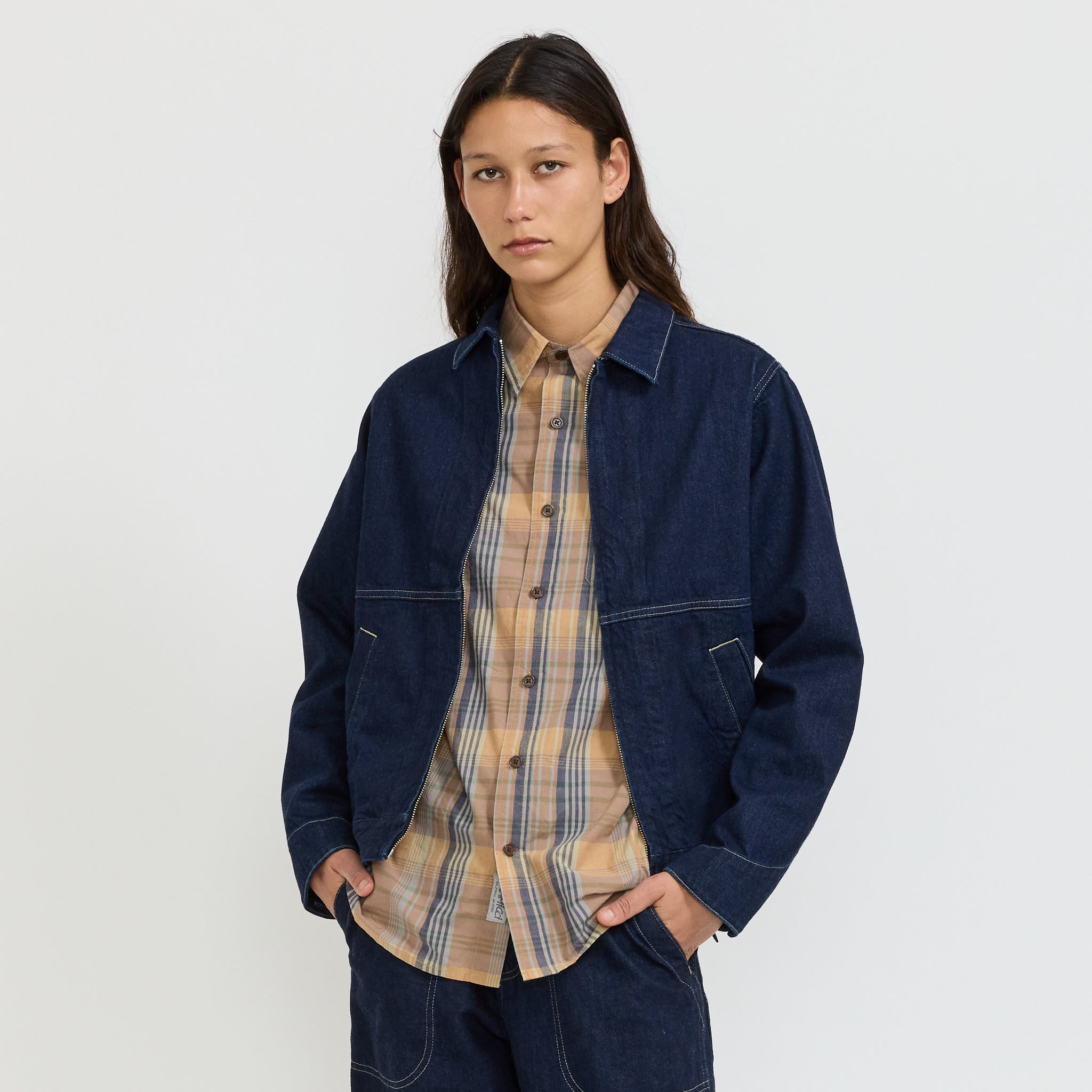 Womens Japanese Slub Denim Jacket Indigo