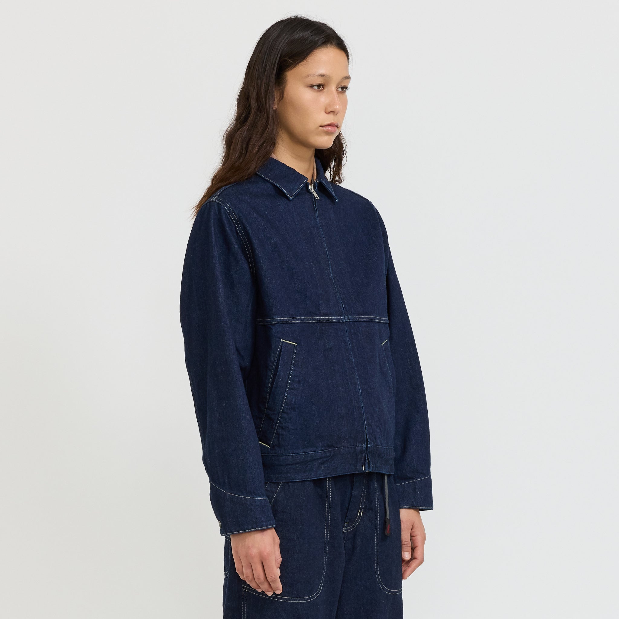 Womens Japanese Slub Denim Jacket Indigo