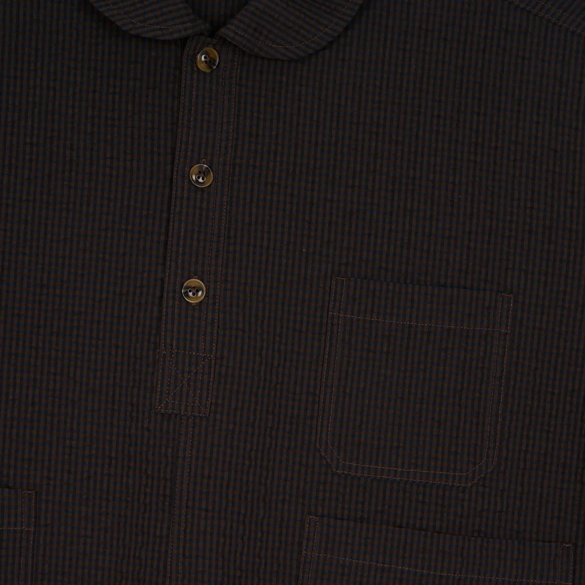 Brain Dead | Gingham Round Collar Shirt Black | Maplestore