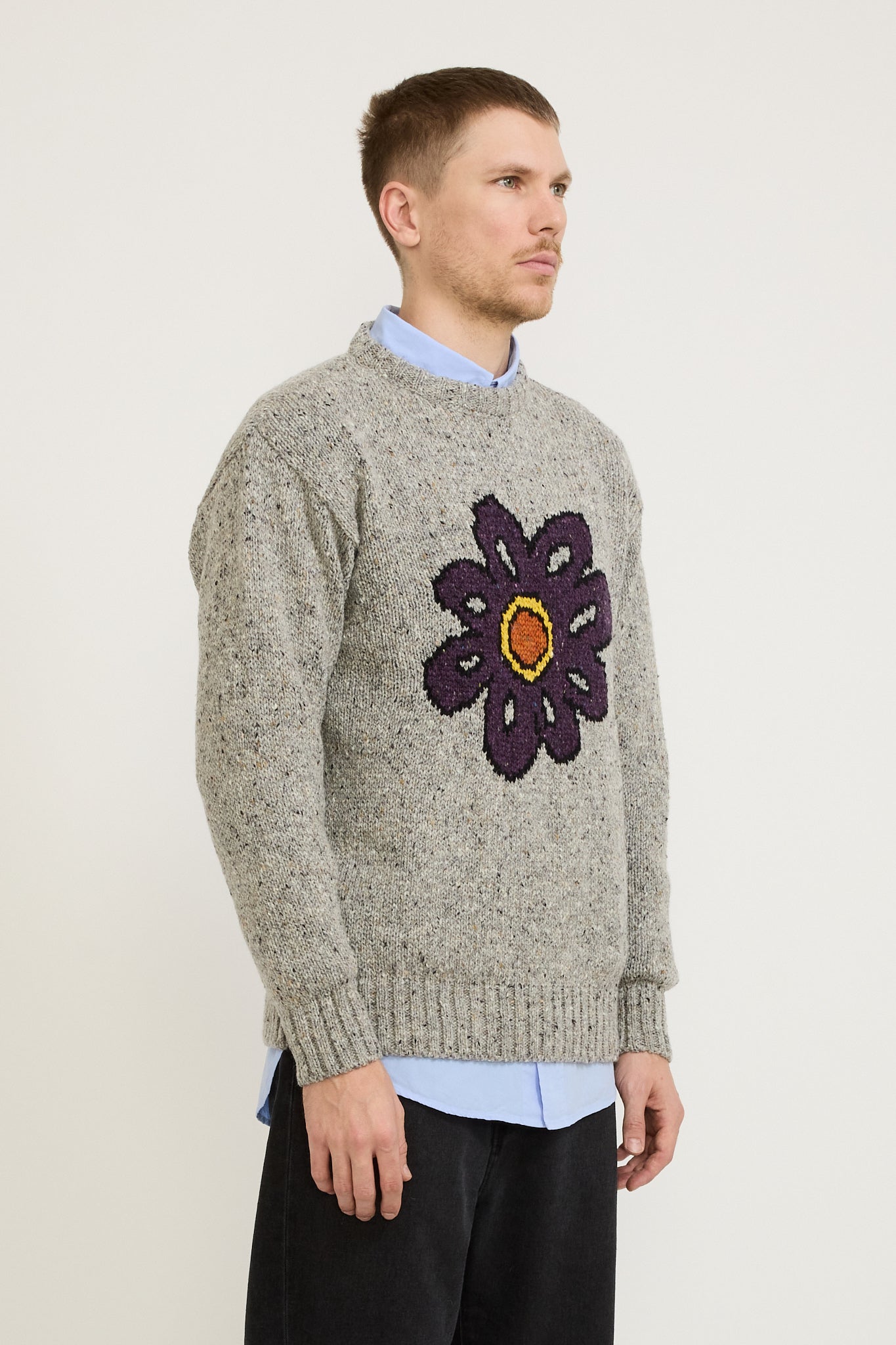 Big Flower Lover Pullover Silver