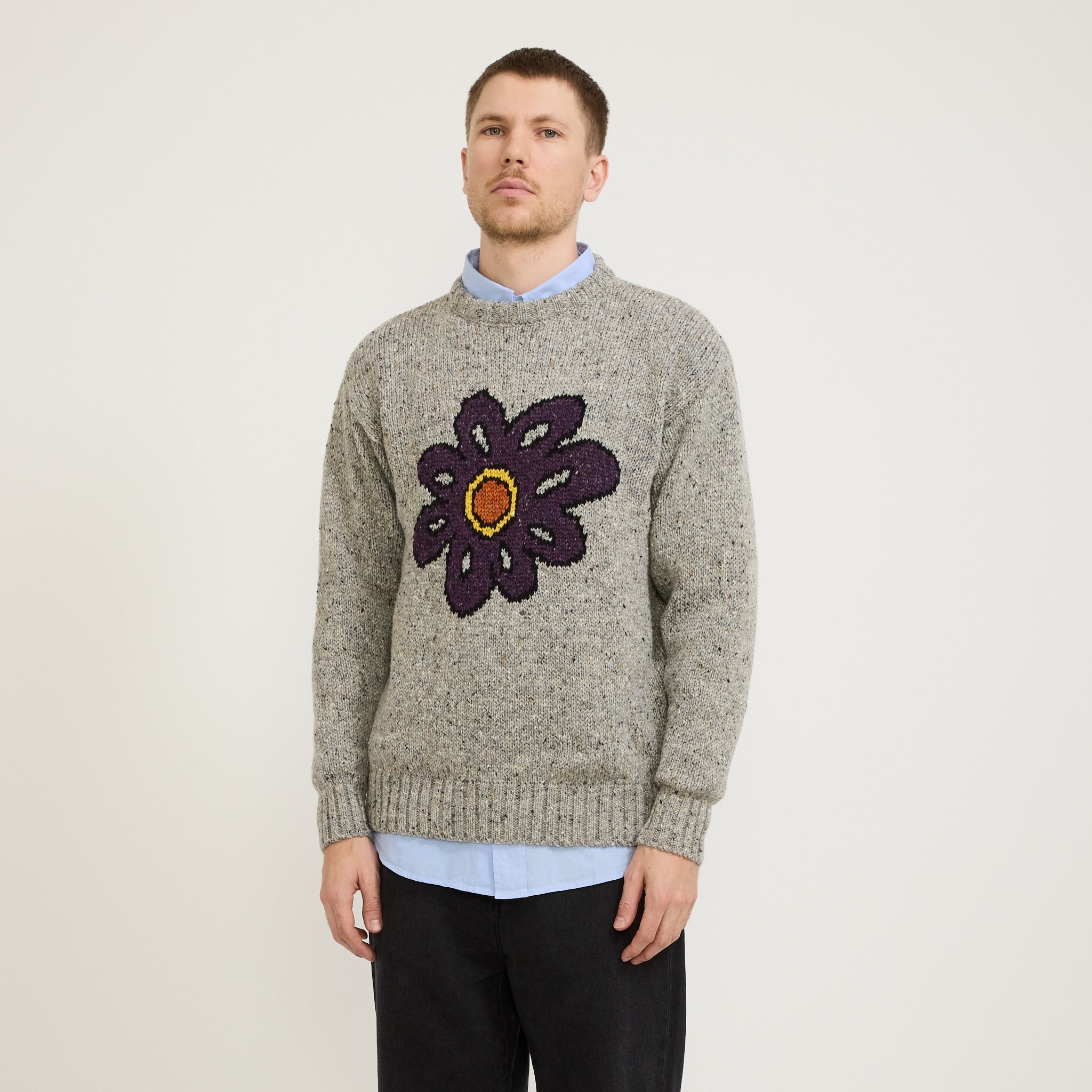 Big Flower Lover Pullover Silver