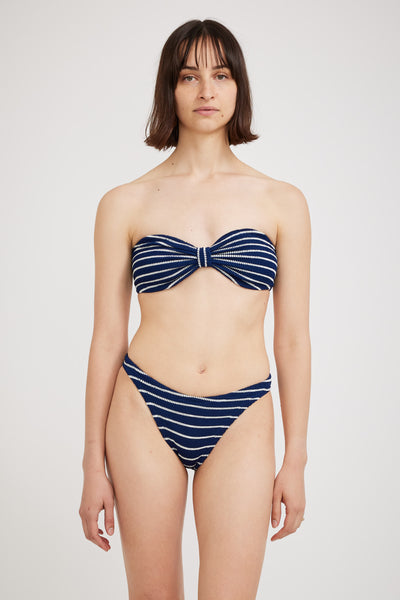 Hunza G | Jean Bikini Stripe Crinkle Navy/White | Maplestore