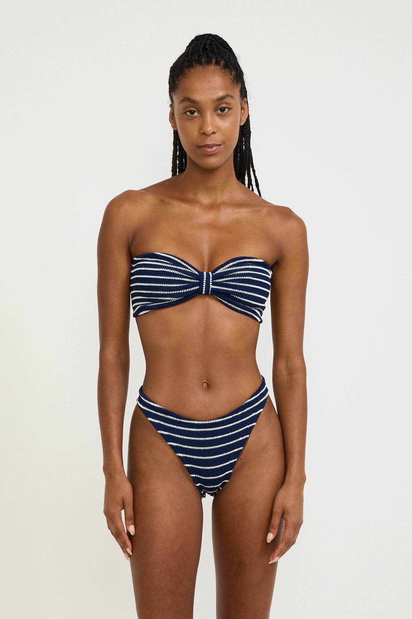 Jean Bikini Stripe Crinkle Navy/White