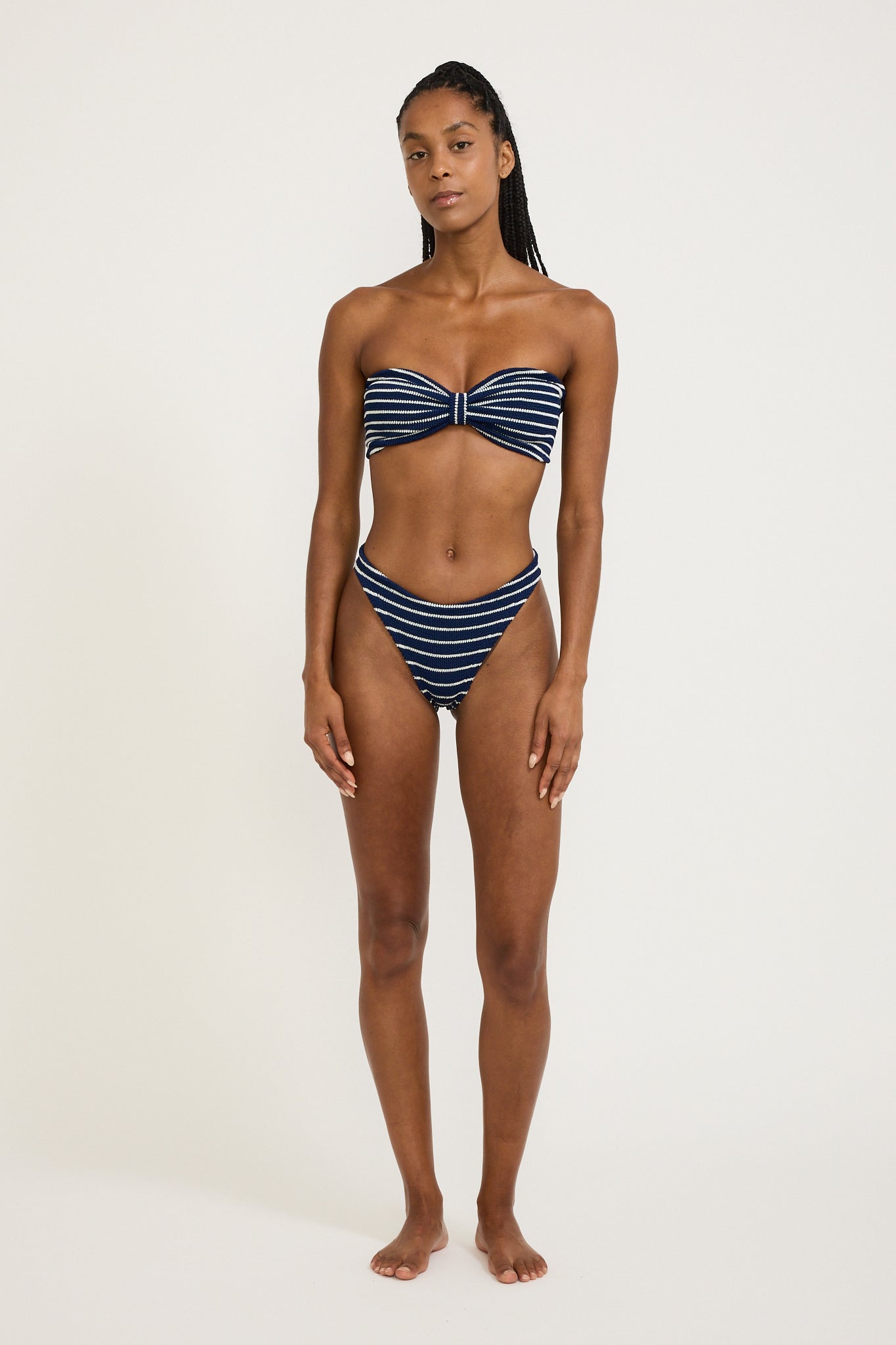 Jean Bikini Stripe Crinkle Navy/White