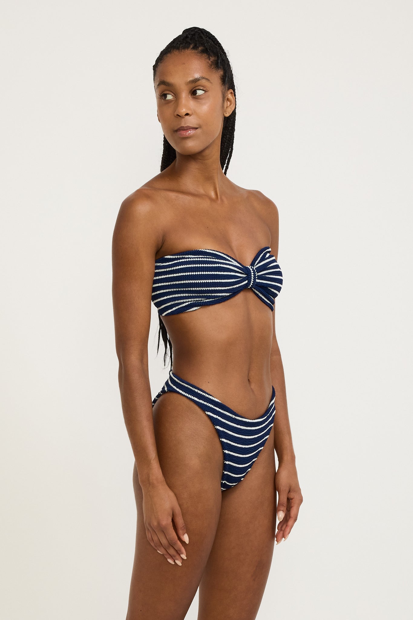 Jean Bikini Stripe Crinkle Navy/White