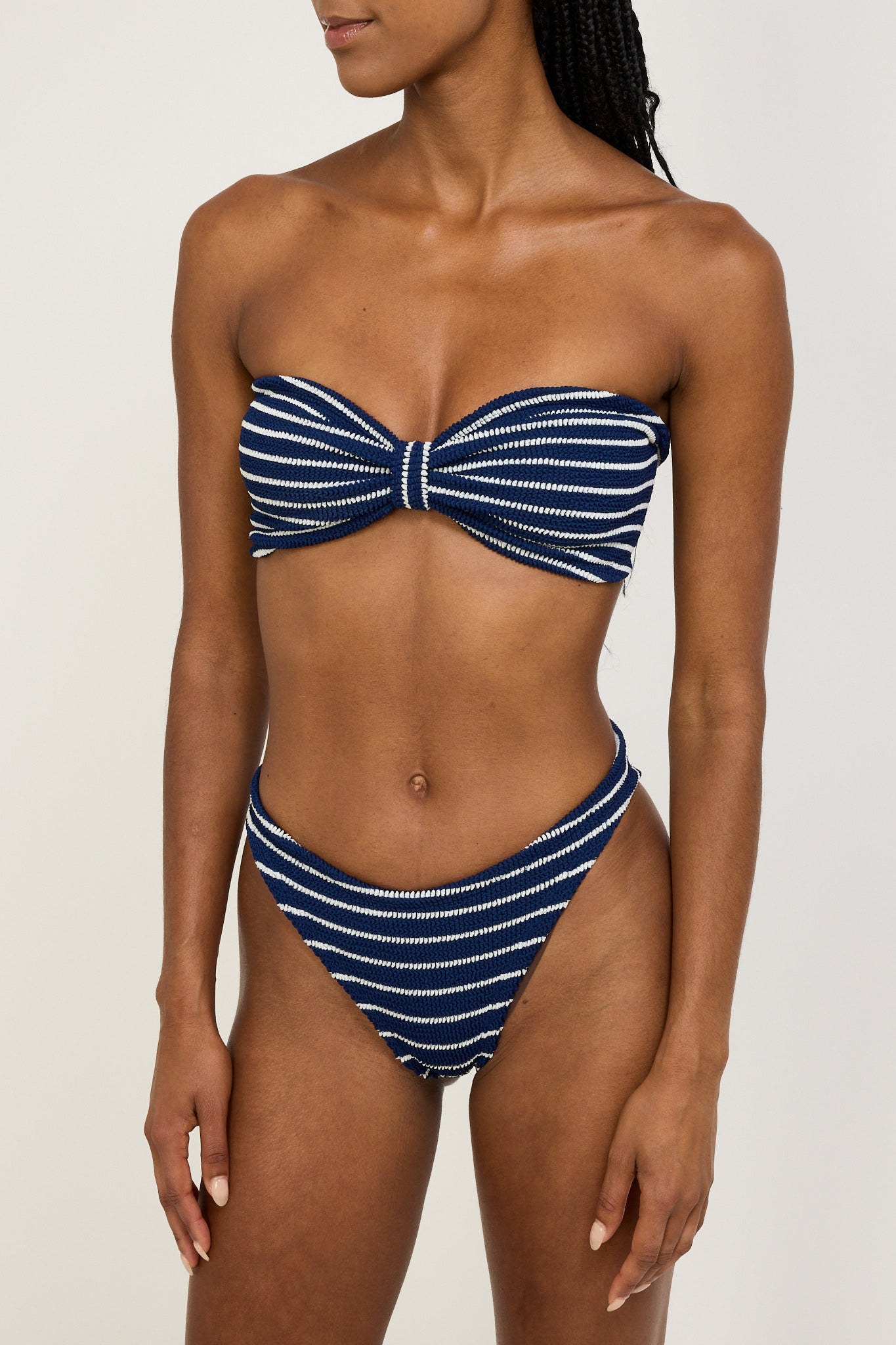 Jean Bikini Stripe Crinkle Navy/White