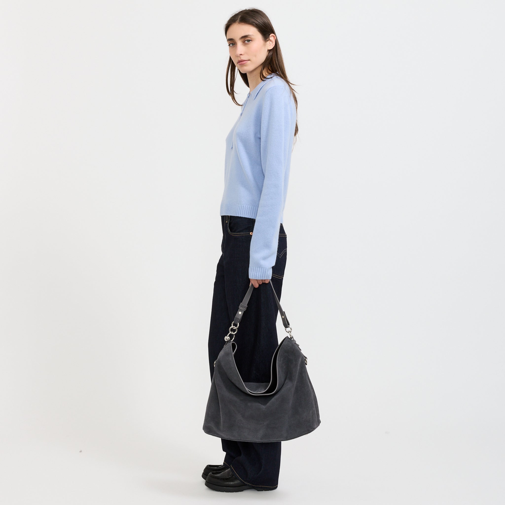 Marla Hobo Bag Grey Suede