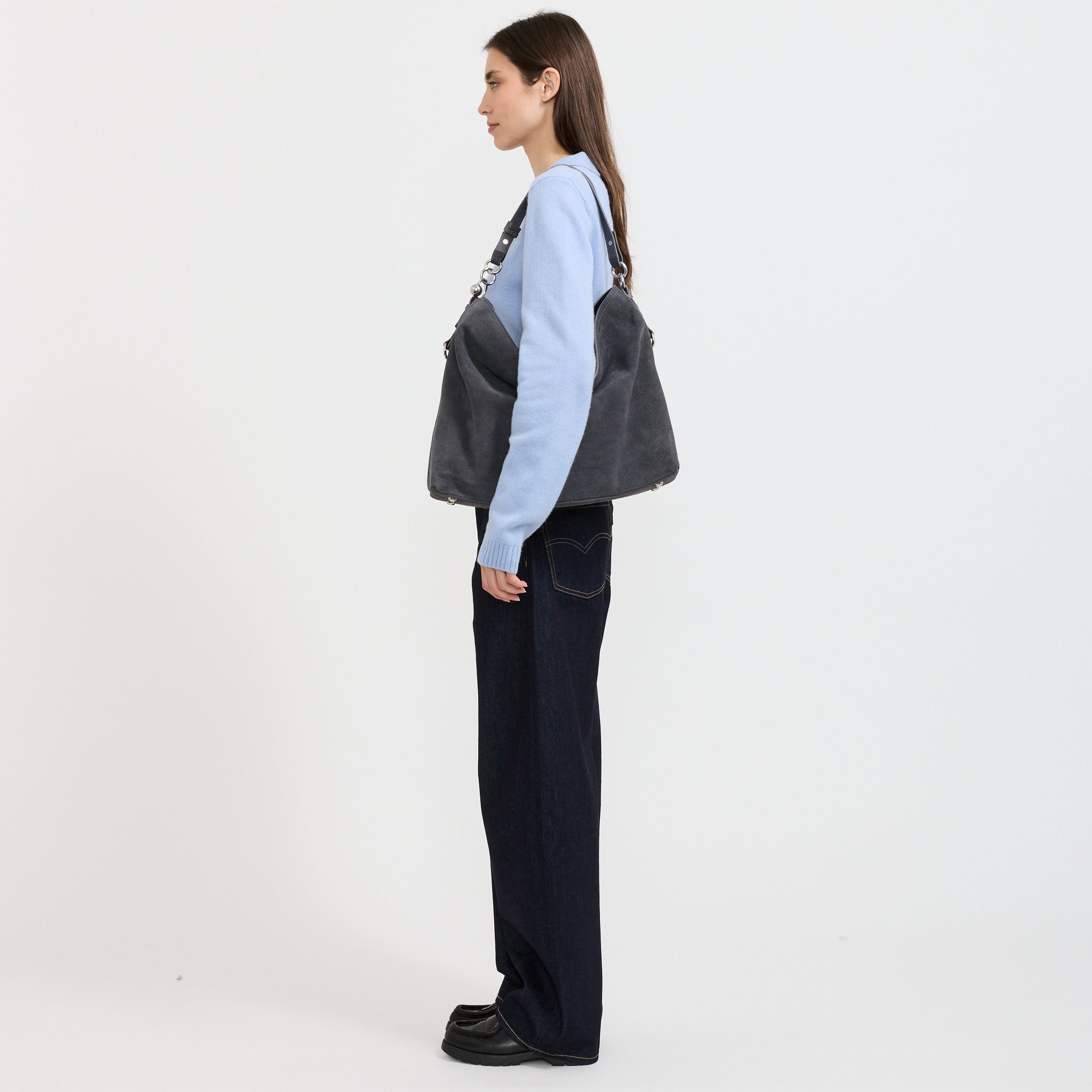 Marla Hobo Bag Grey Suede