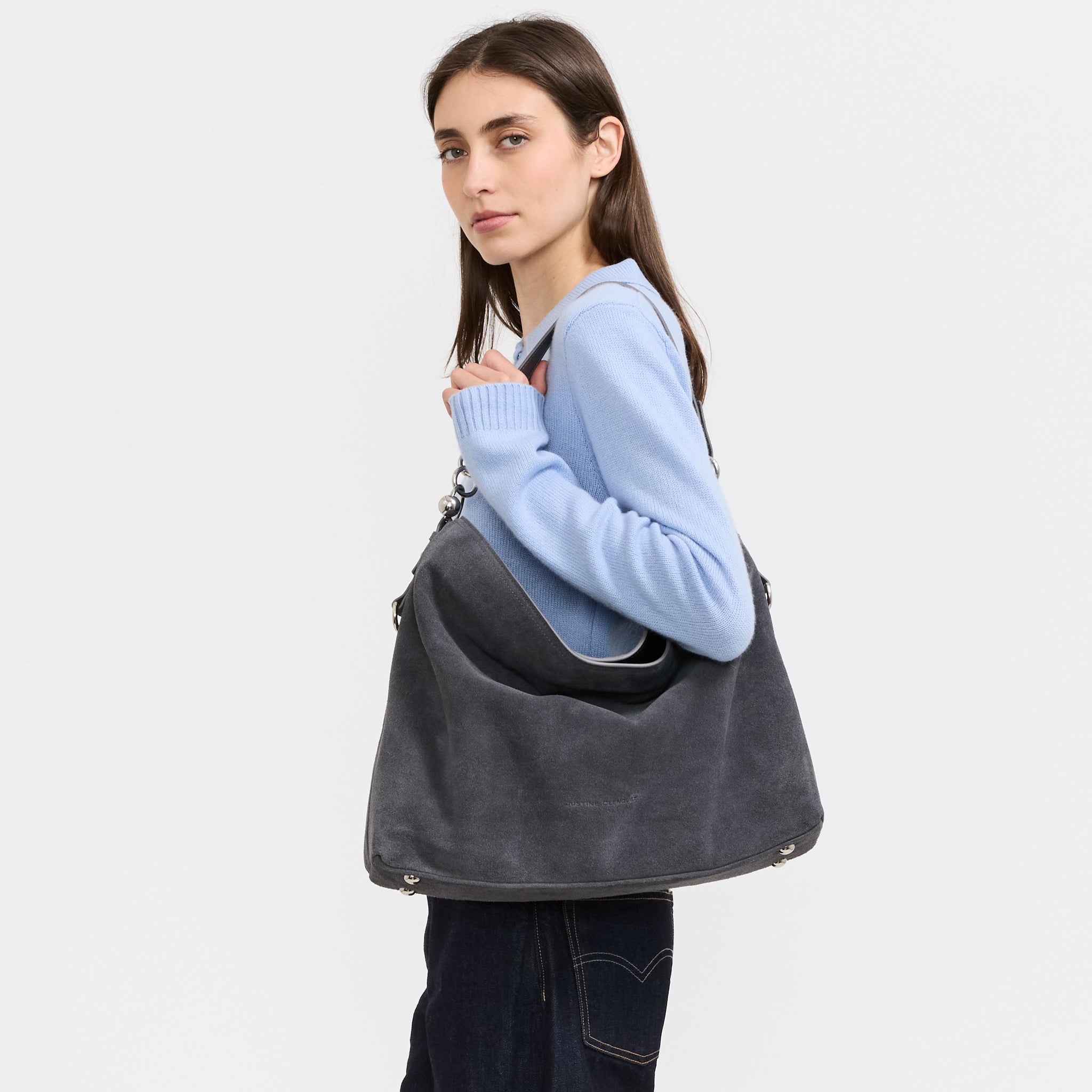 Marla Hobo Bag Grey Suede