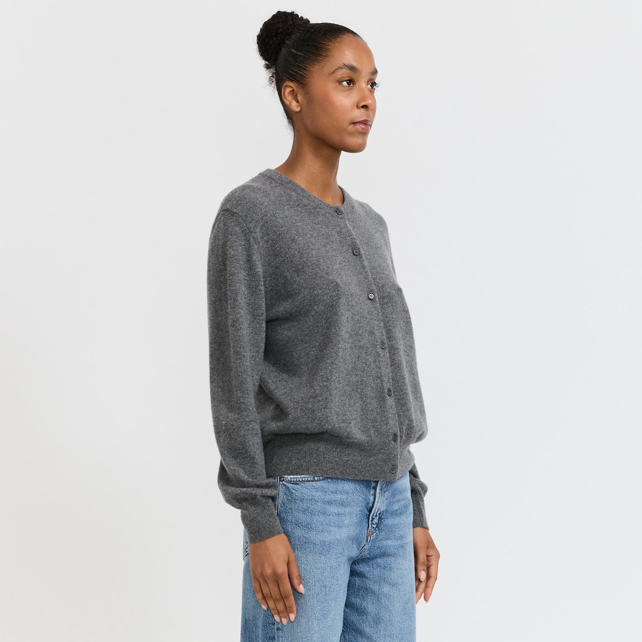Posy Cashmere Cardigan Grey Marle