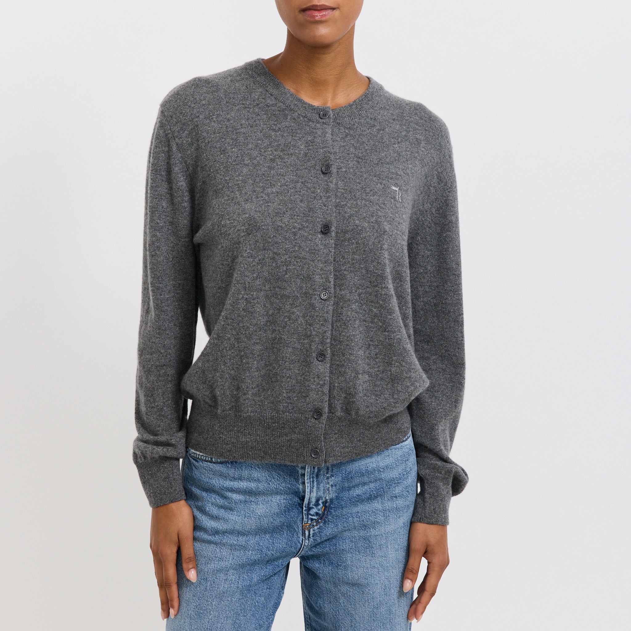 Posy Cashmere Cardigan Grey Marle