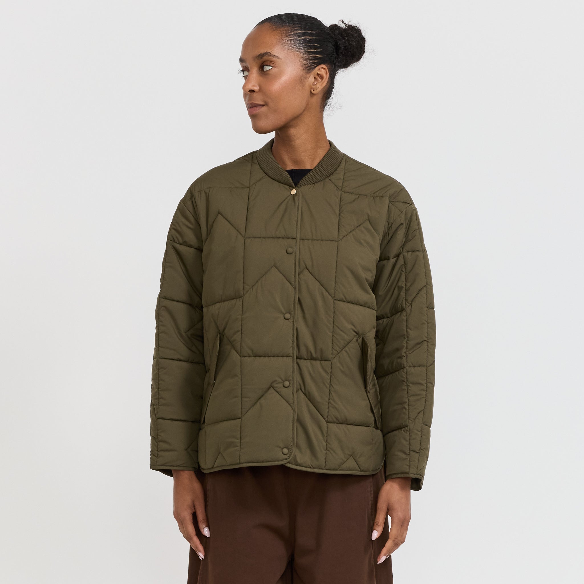 Karen Walker | Quilted Monogram Jacket Dark Olive | Maplestore