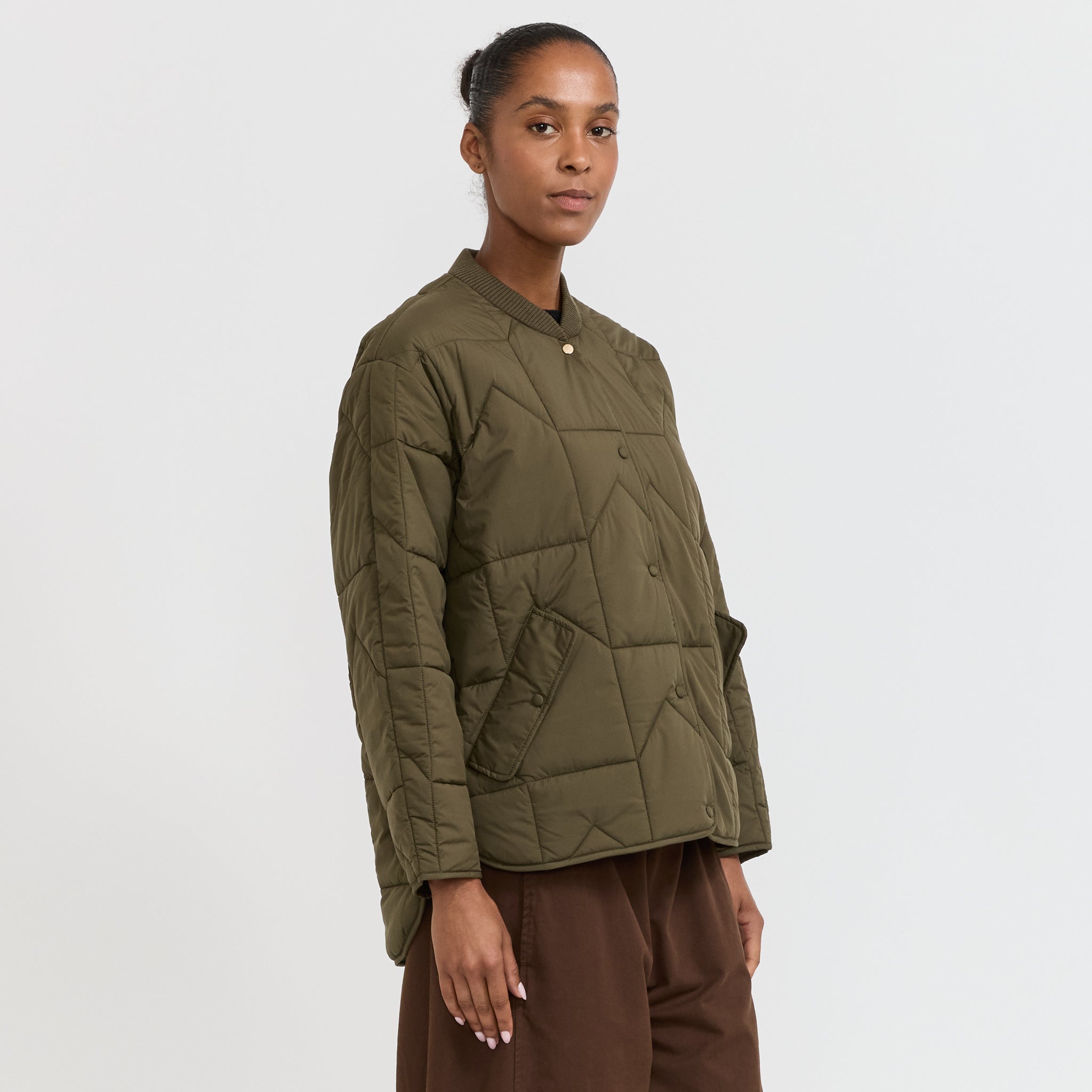 Karen Walker | Quilted Monogram Jacket Dark Olive | Maplestore