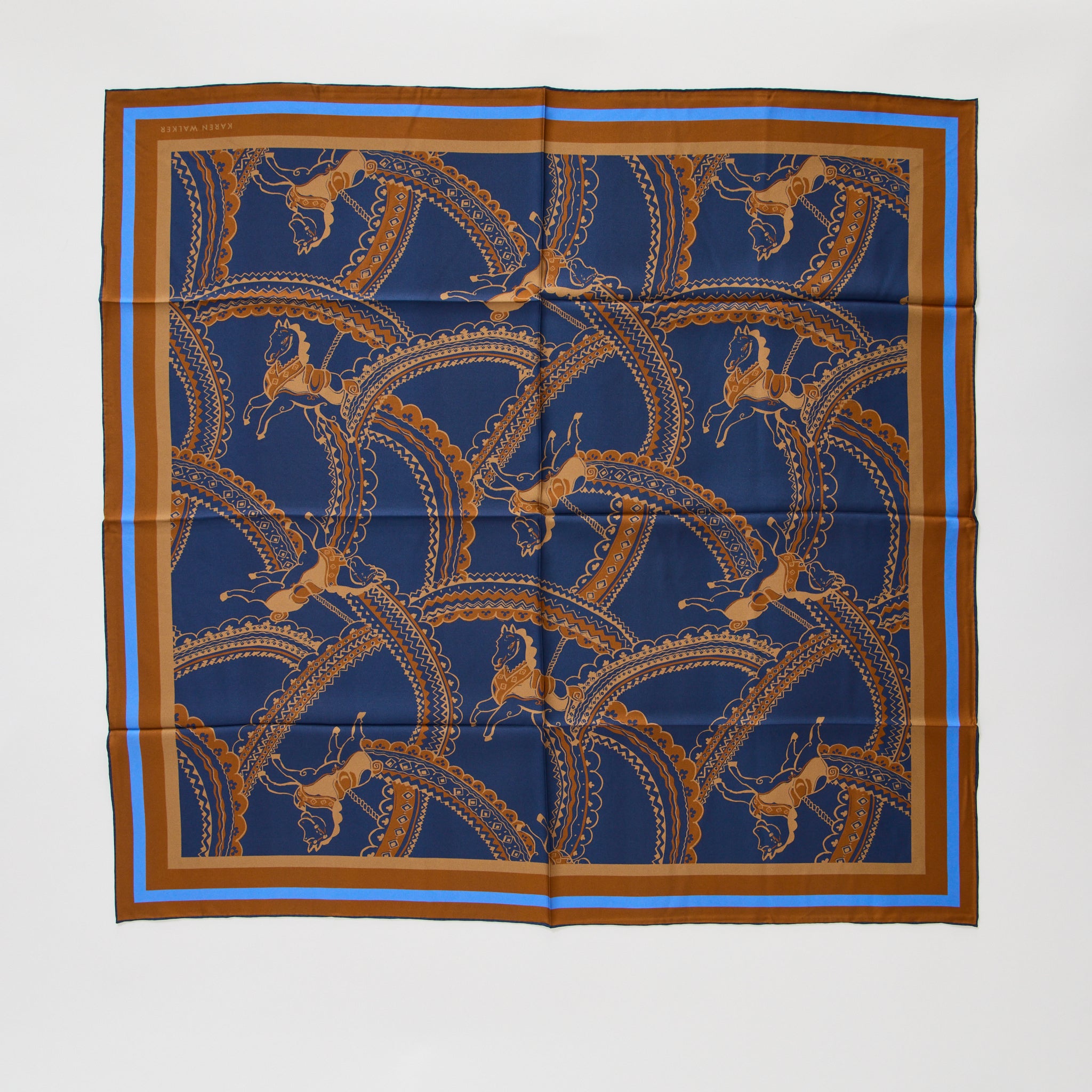 Karen Walker | Carousel Classic Silk Scarf Navy Multi | Maplestore