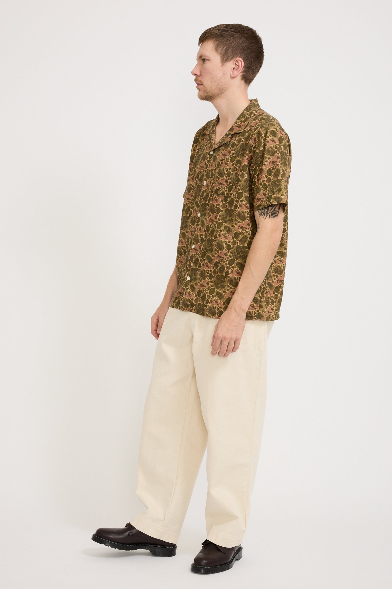 Crammond Shirt Olive Marble Print