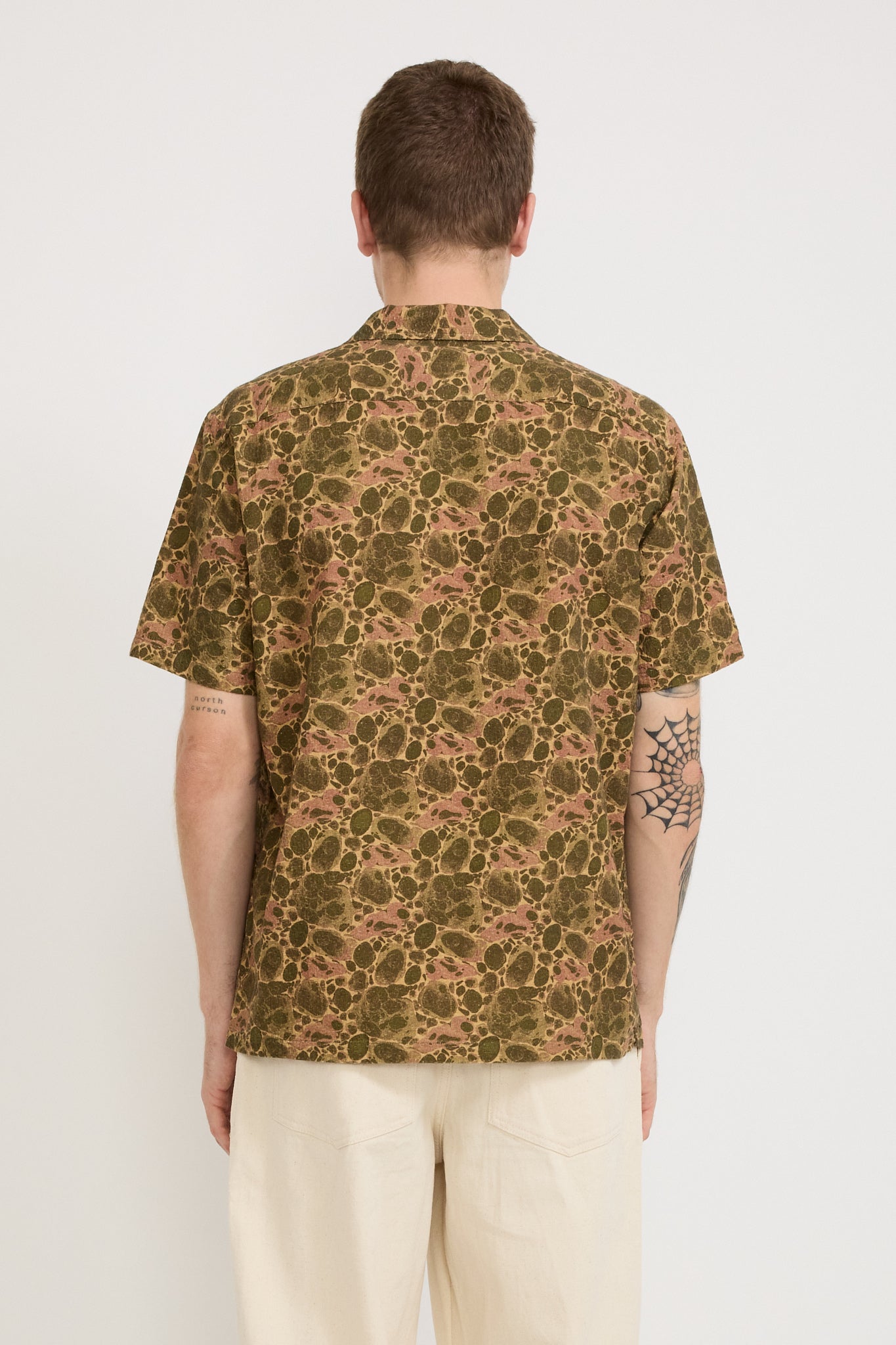 Crammond Shirt Olive Marble Print