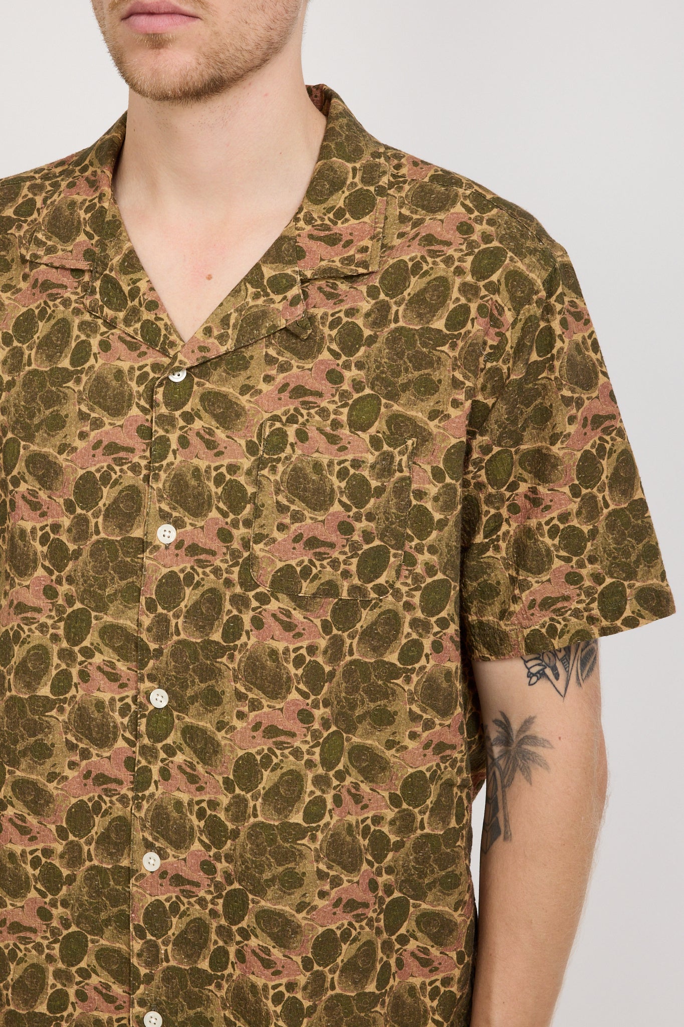 Crammond Shirt Olive Marble Print