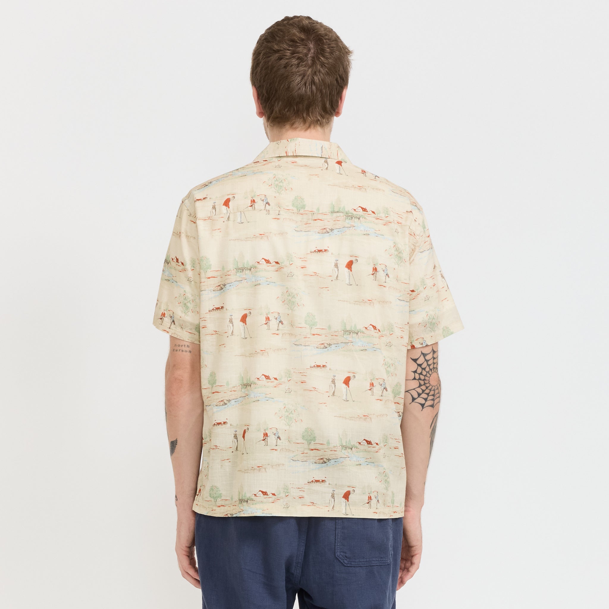Kestin | Crammond Shirt Oatmeal Golf Print | Maplestore
