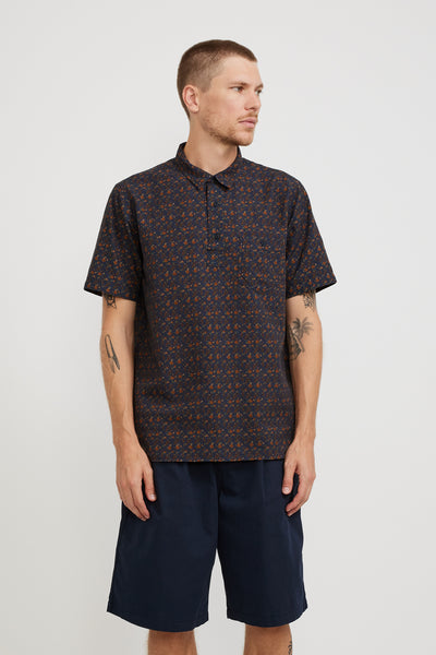 Kestin | Granton Short Sleeve Shirt Navy Thistle Print | Maplestore