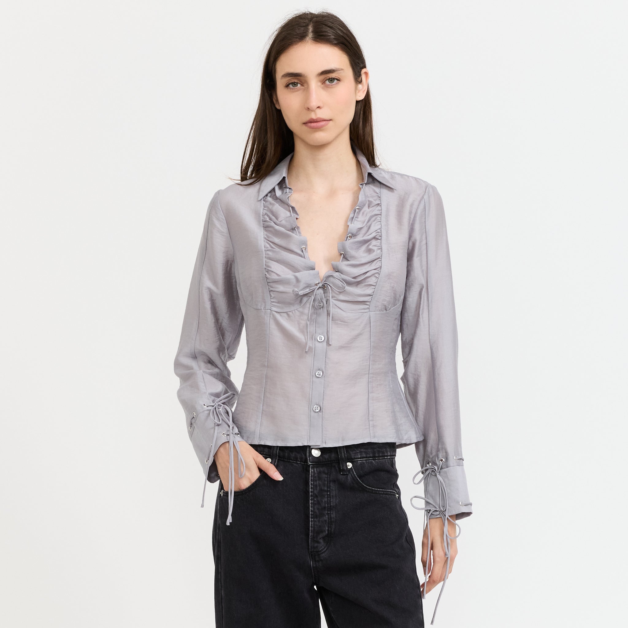 Arwen Grey Ruched Blouse