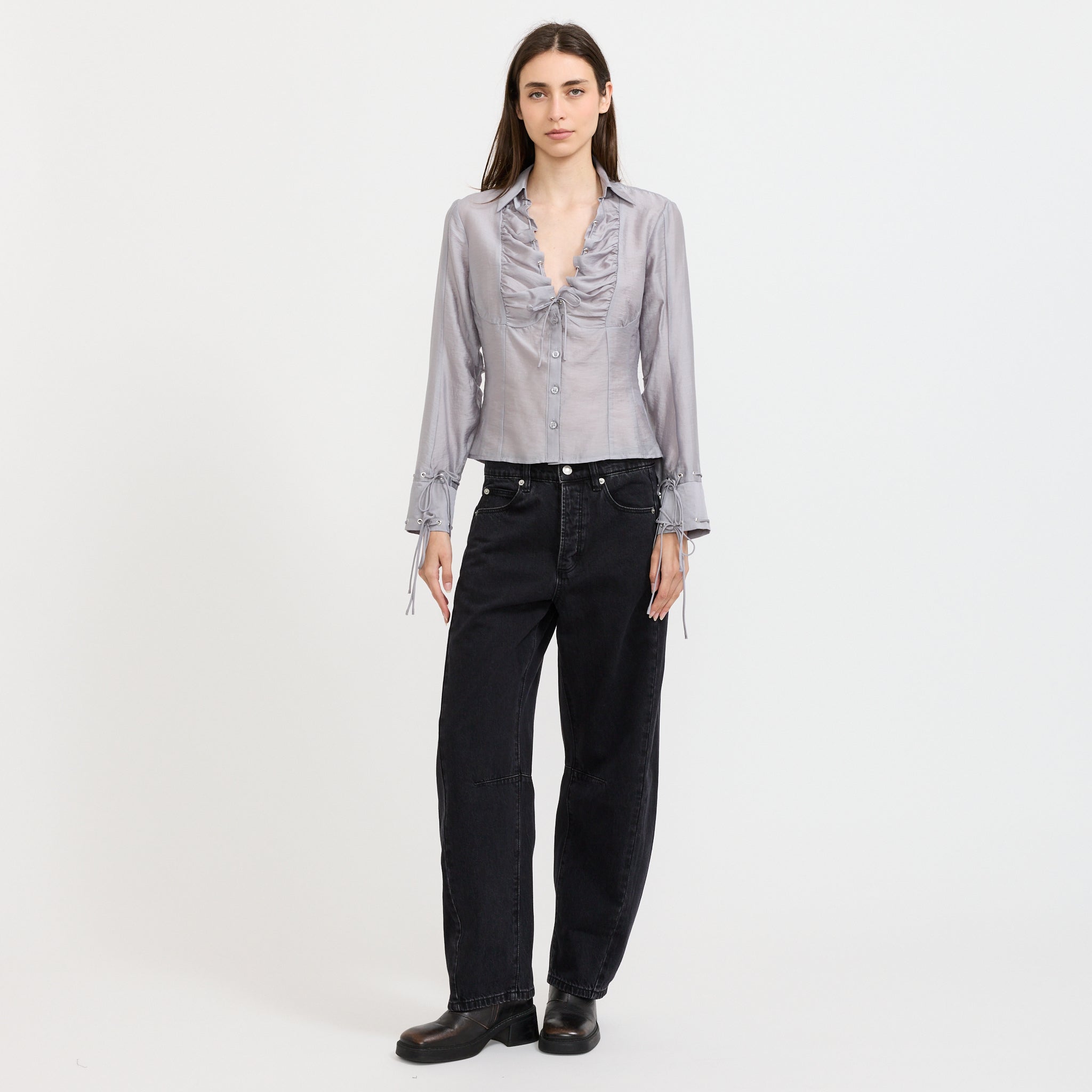 Arwen Grey Ruched Blouse