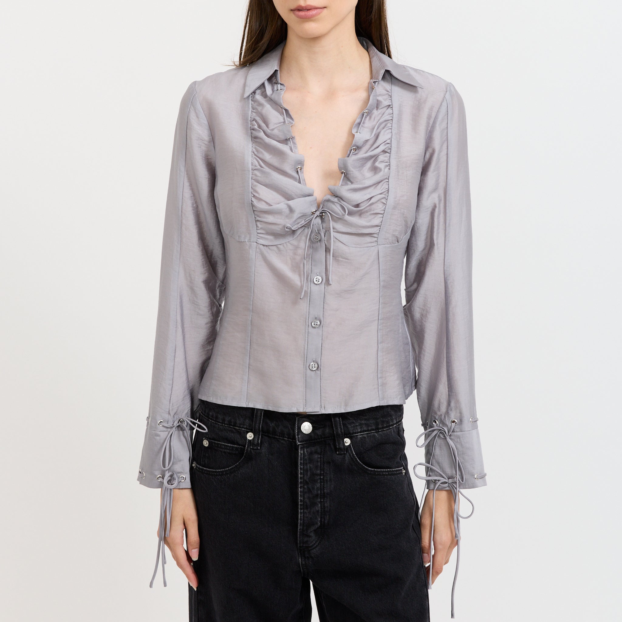 Arwen Grey Ruched Blouse