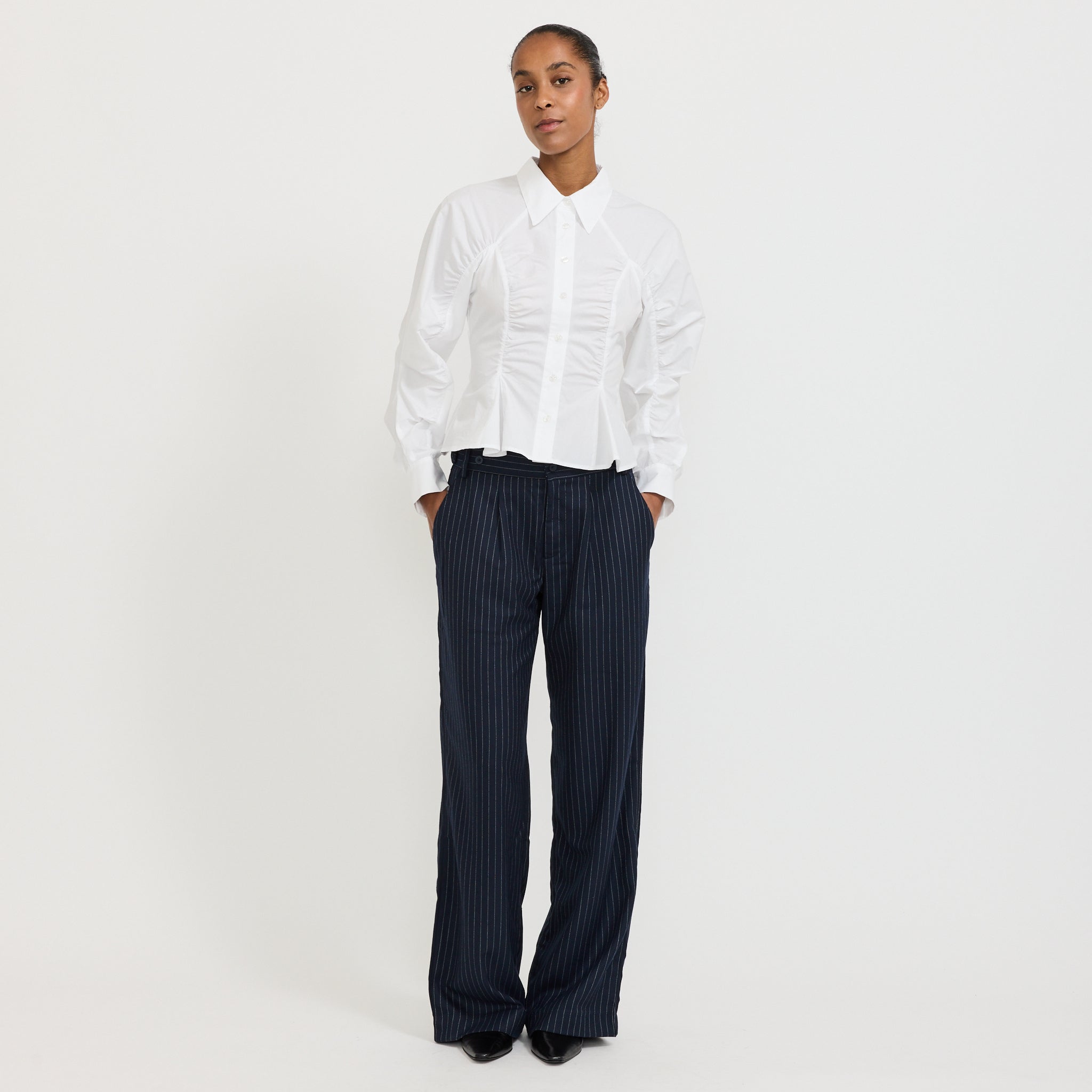 Belleville Ruched Shirt White