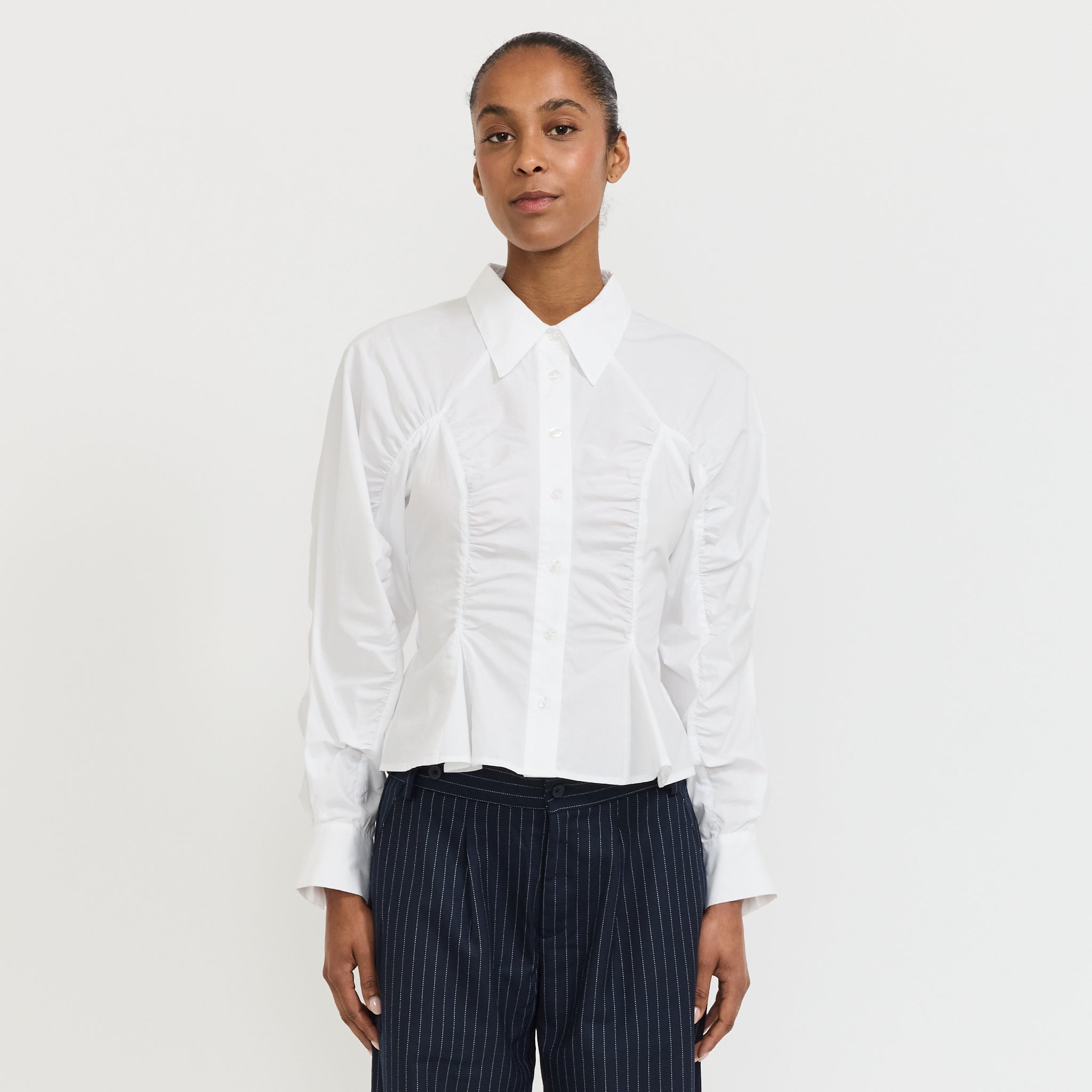 Belleville Ruched Shirt White