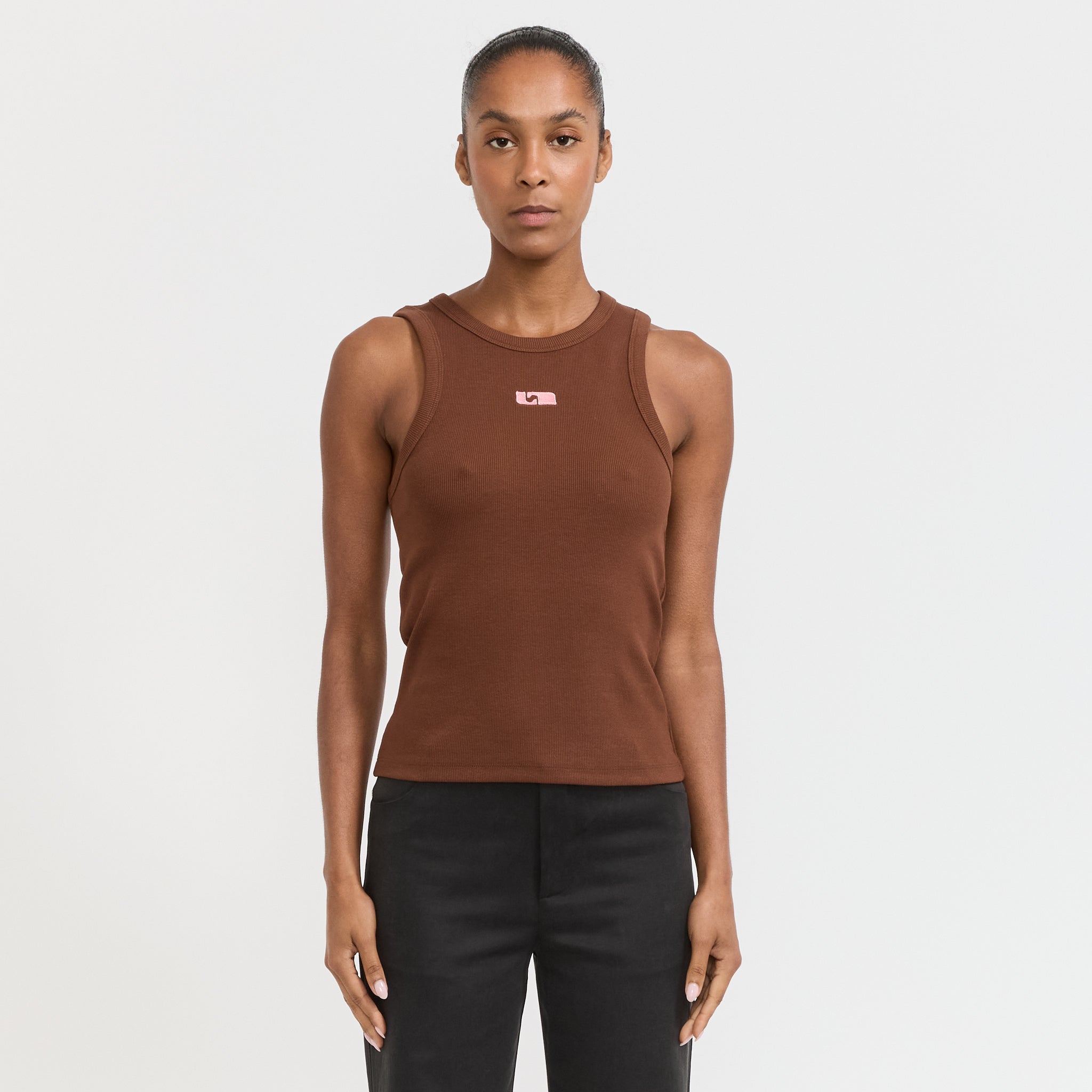 Laagam | Embroidered Logo Tank Top Brown | Maplestore