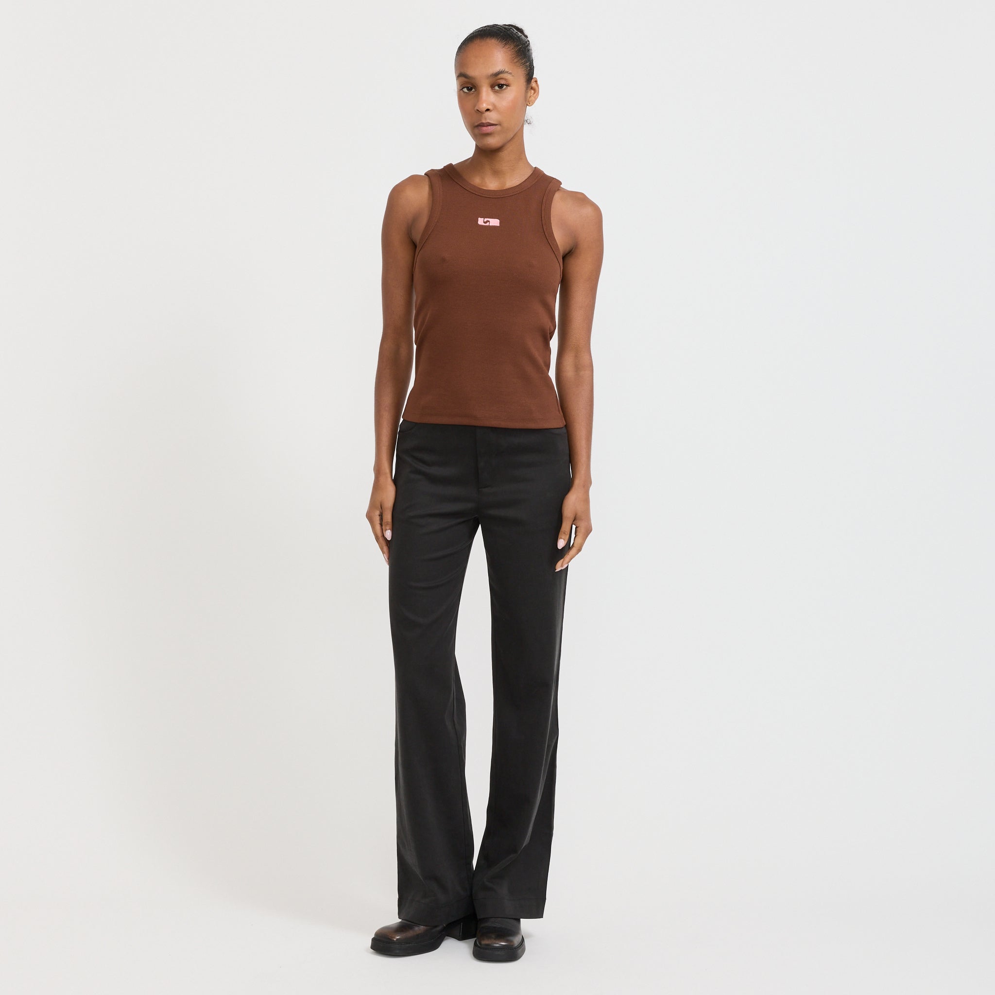 Laagam | Embroidered Logo Tank Top Brown | Maplestore
