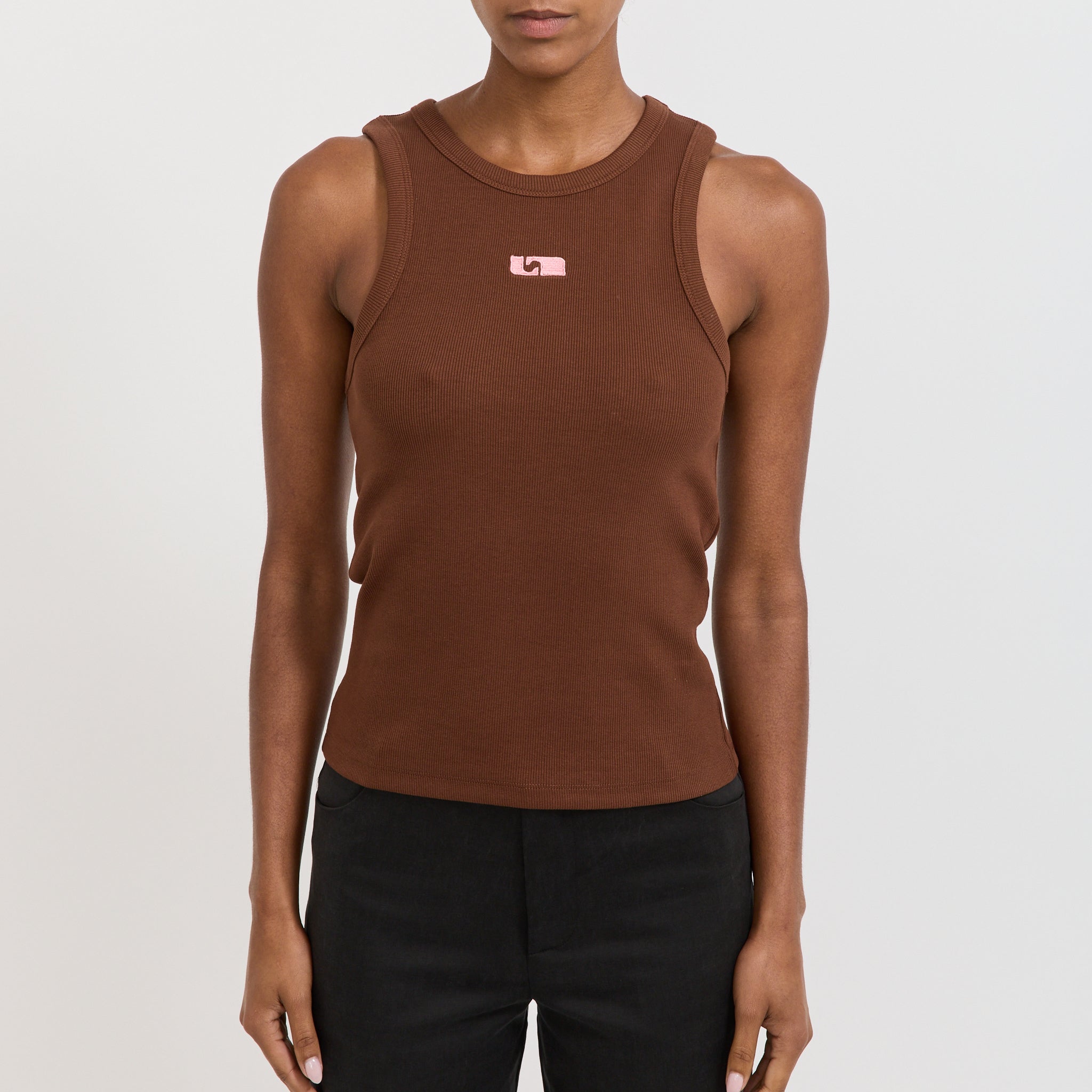 Laagam | Embroidered Logo Tank Top Brown | Maplestore
