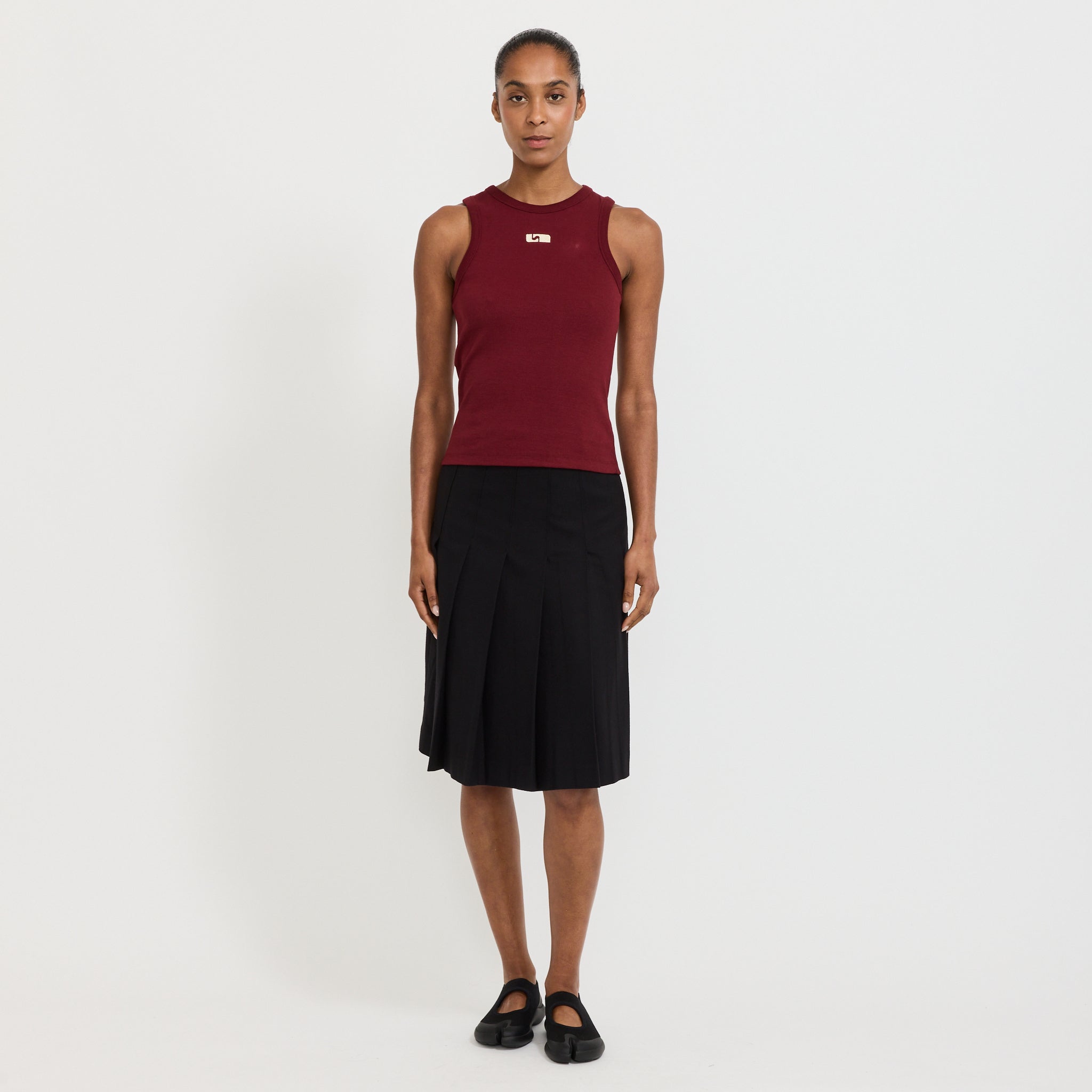 Embroidered Logo Tank Top Burgundy
