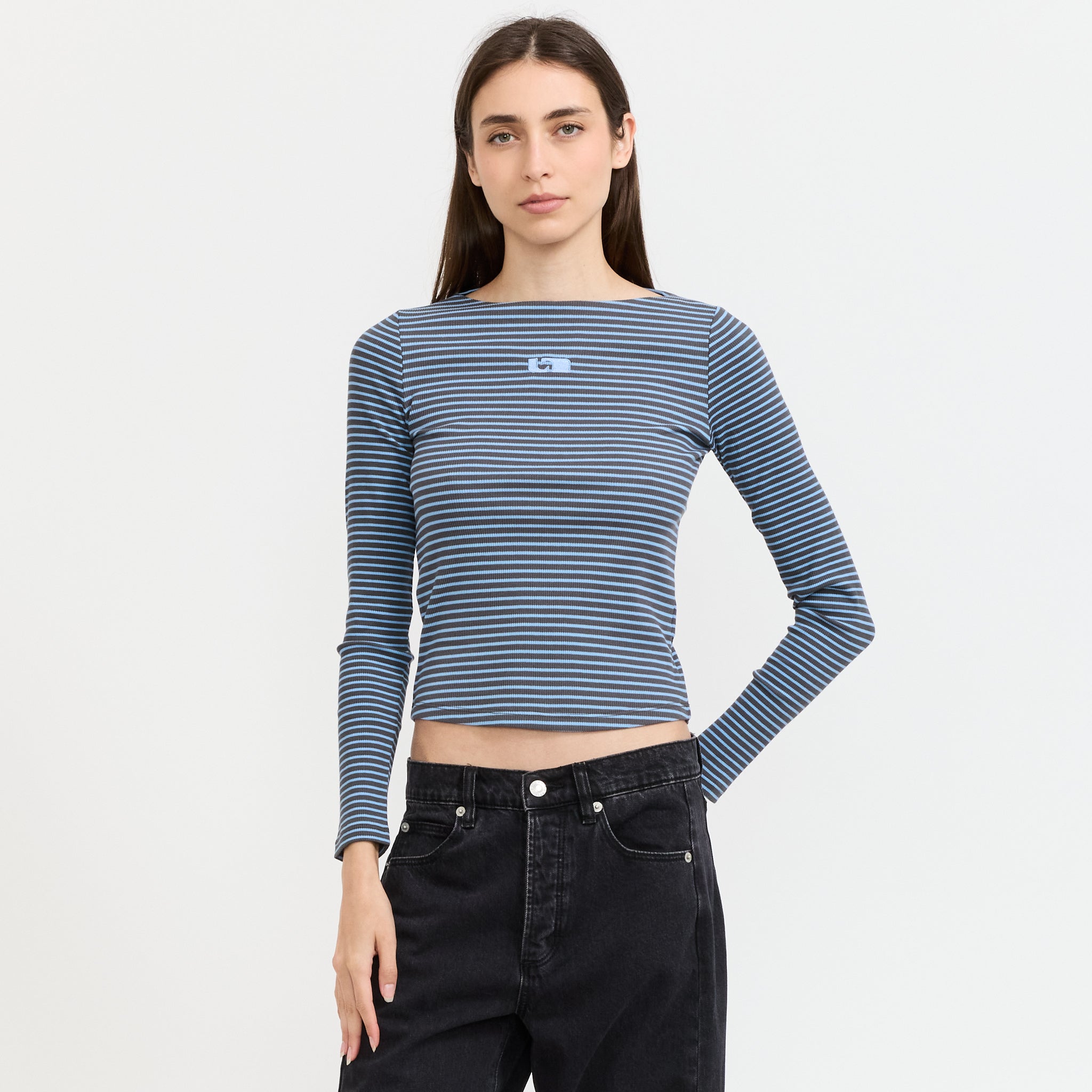 Emory Blue Striped Long Sleeve T-Shirt-Blue