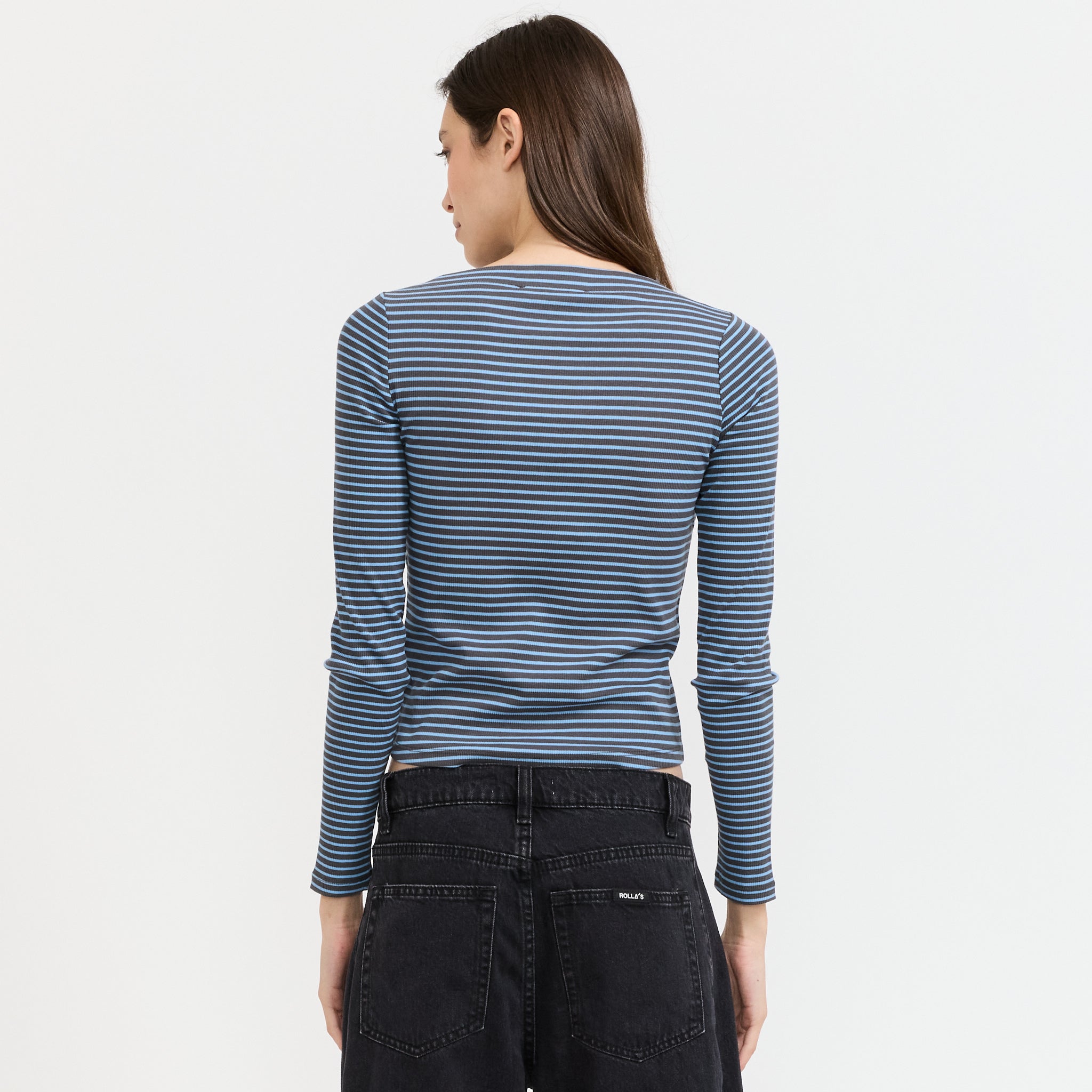 Emory Blue Striped Long Sleeve T-Shirt-Blue