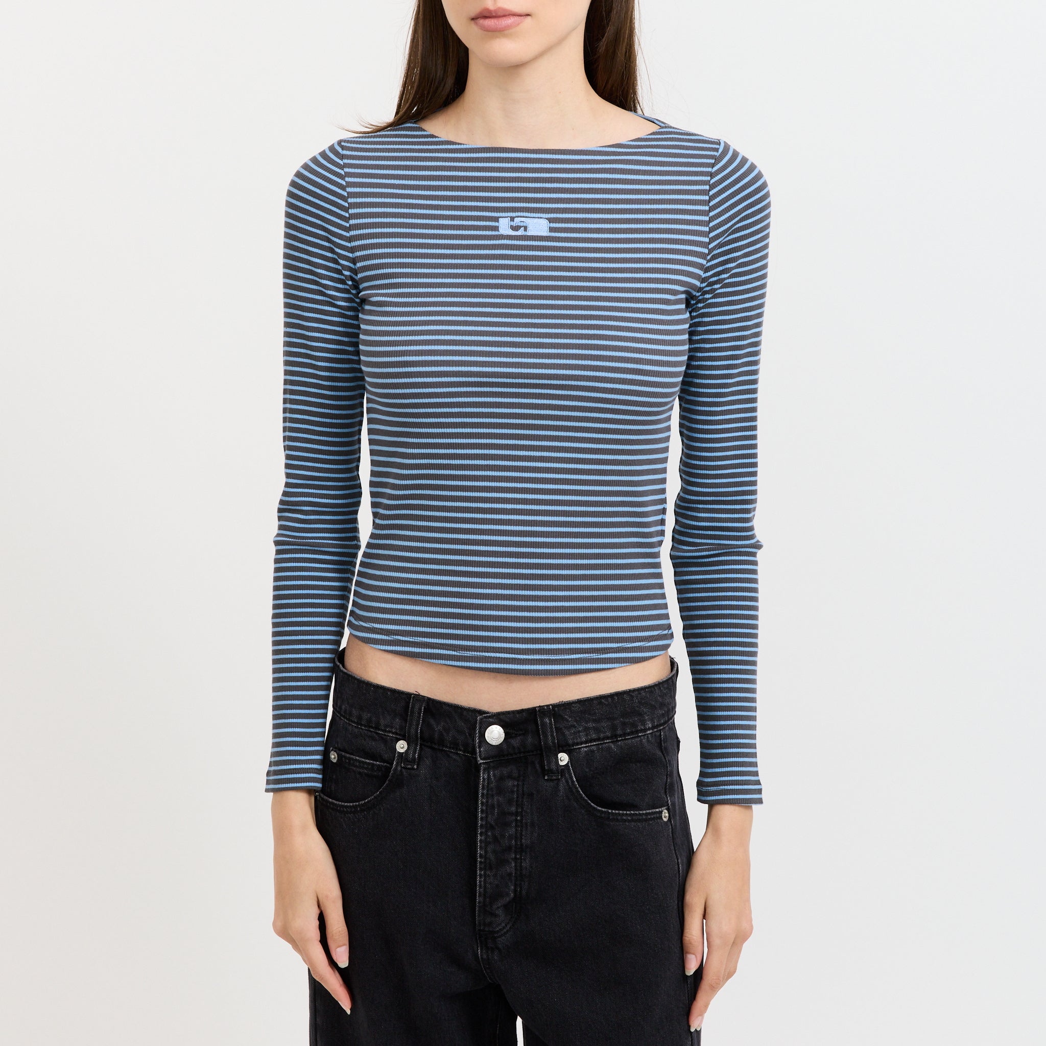Emory Blue Striped Long Sleeve T-Shirt-Blue