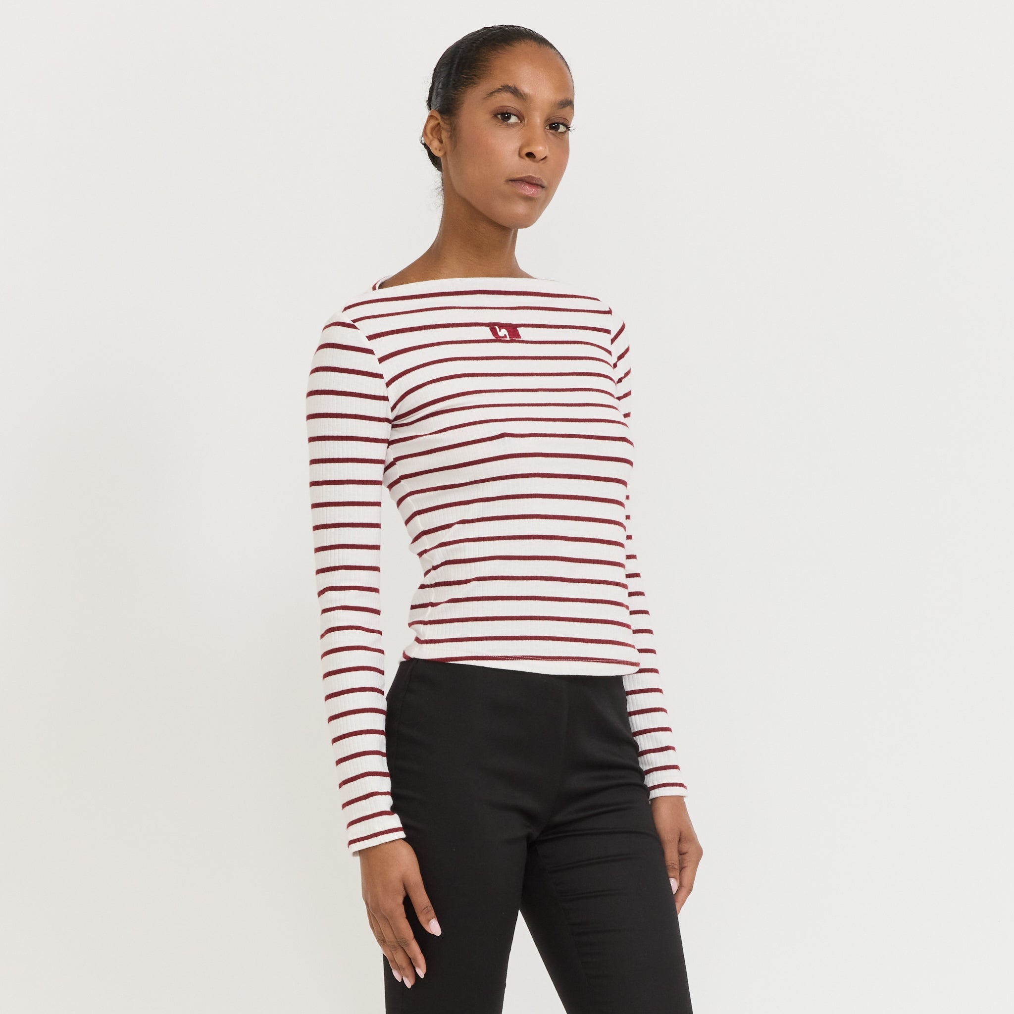 Emory Striped Long Sleeve T-Shirt Red