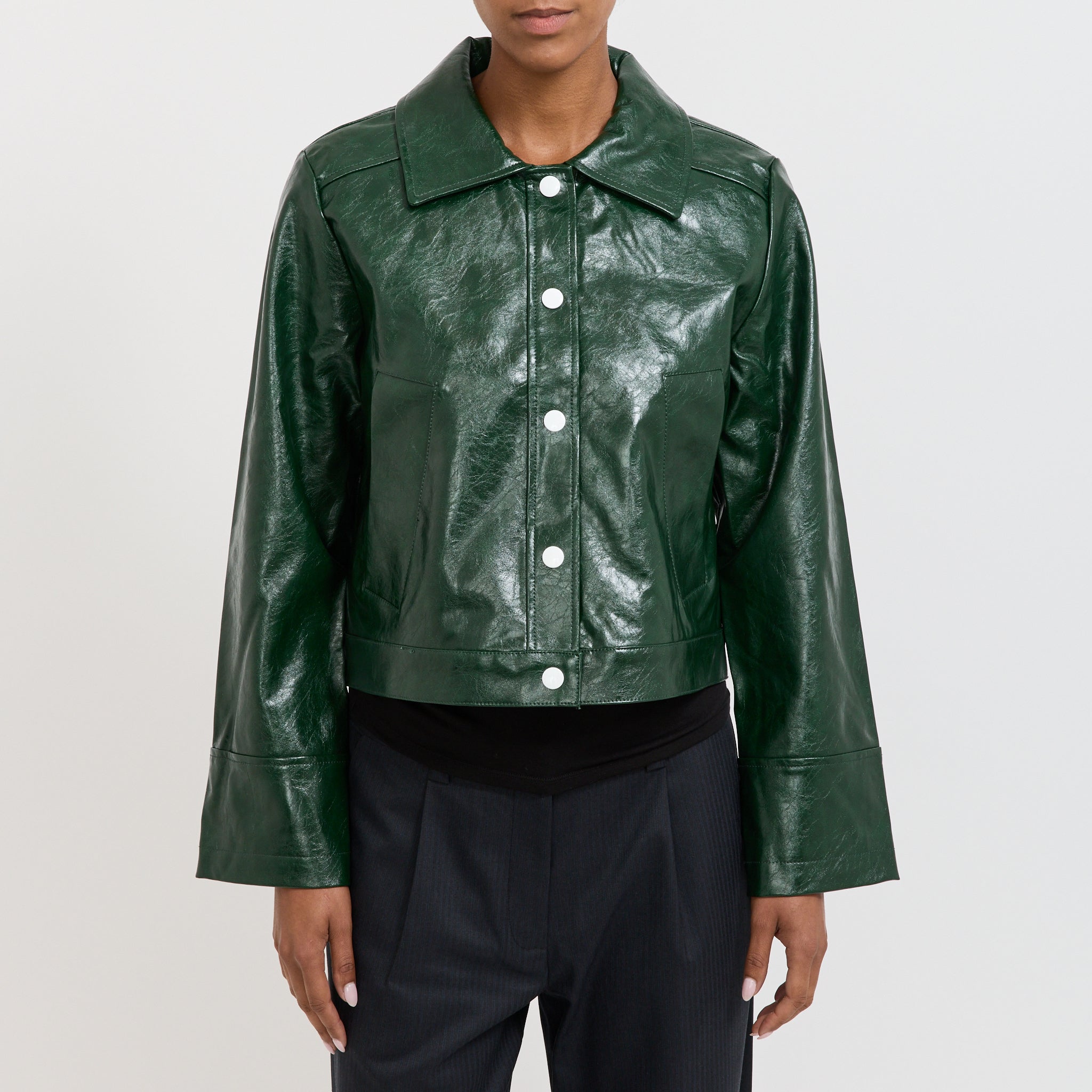 Laagam | Lena Faux Leather Jacket Green | Maplestore