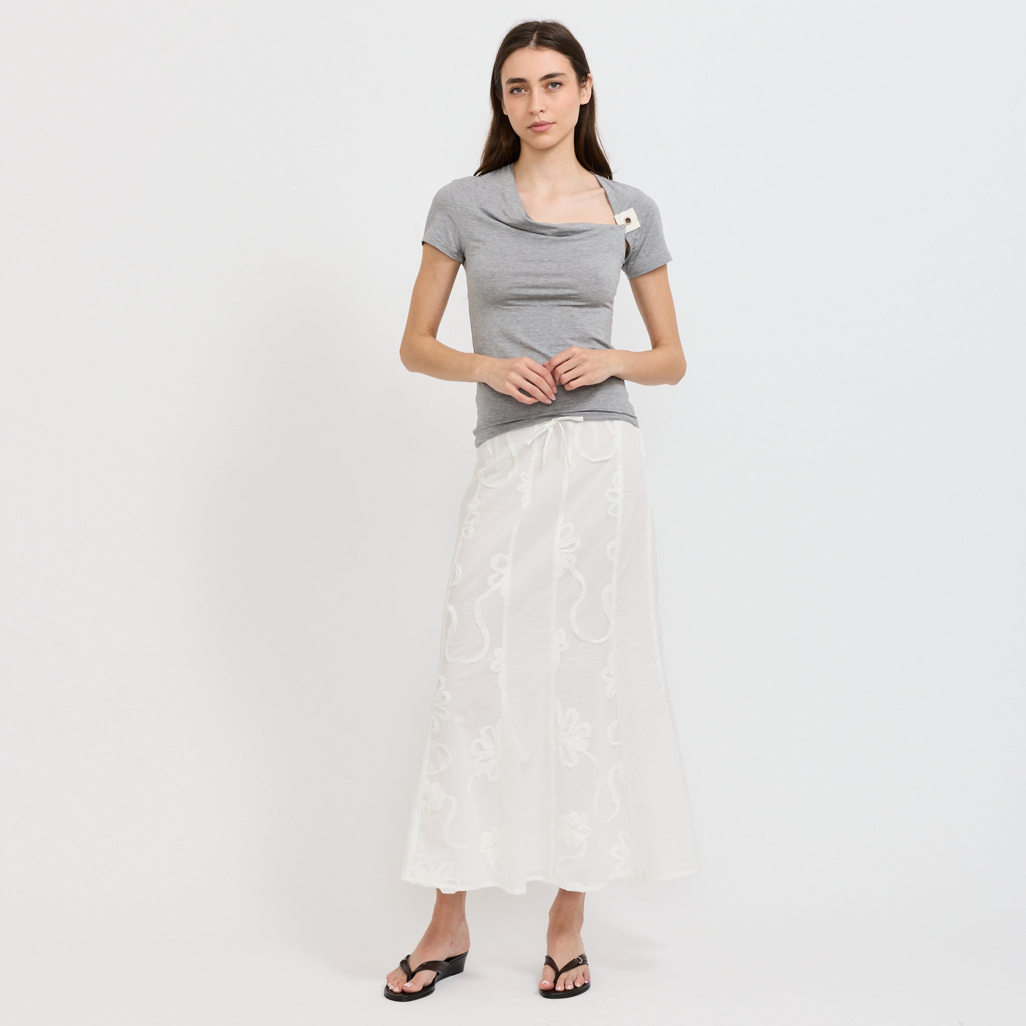 Lila White Midi Skirt